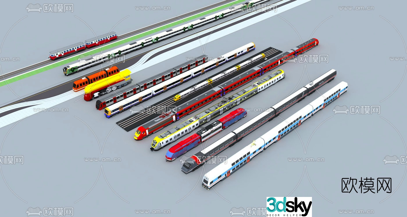 Modern transportation high-speed rail 3D model