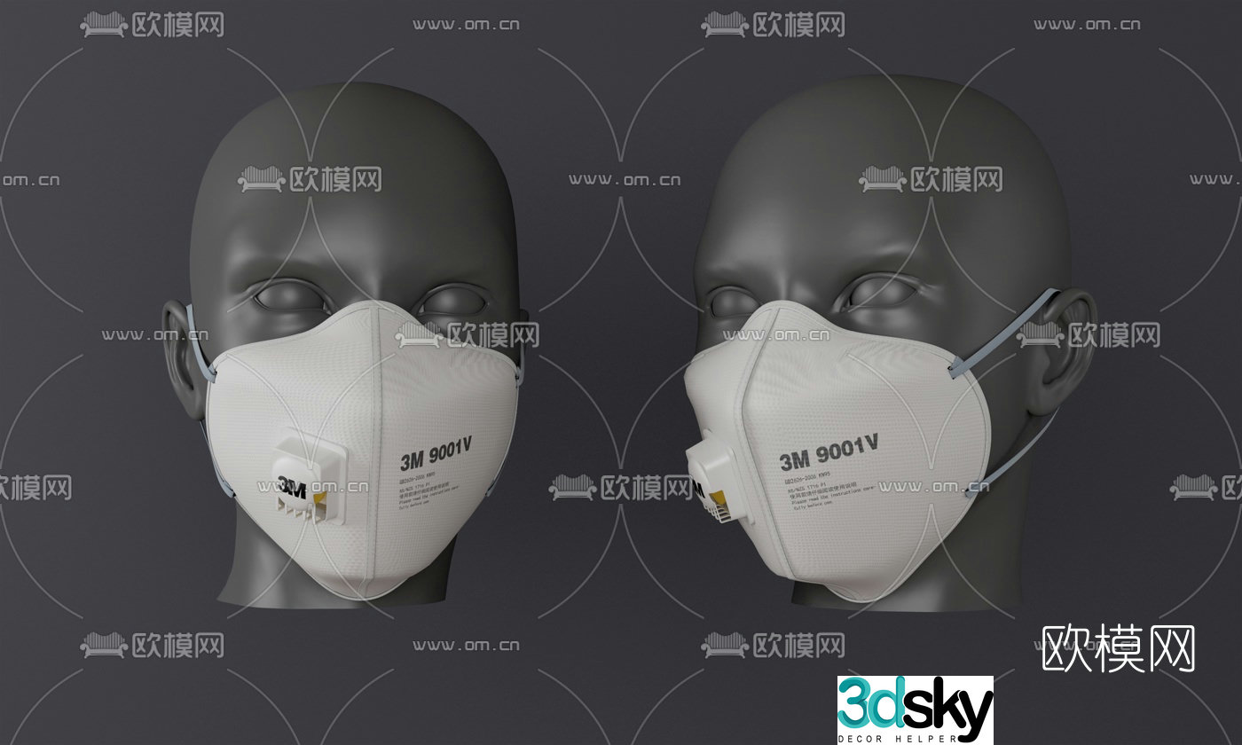 Modern anti-virus 3M mask 3d model