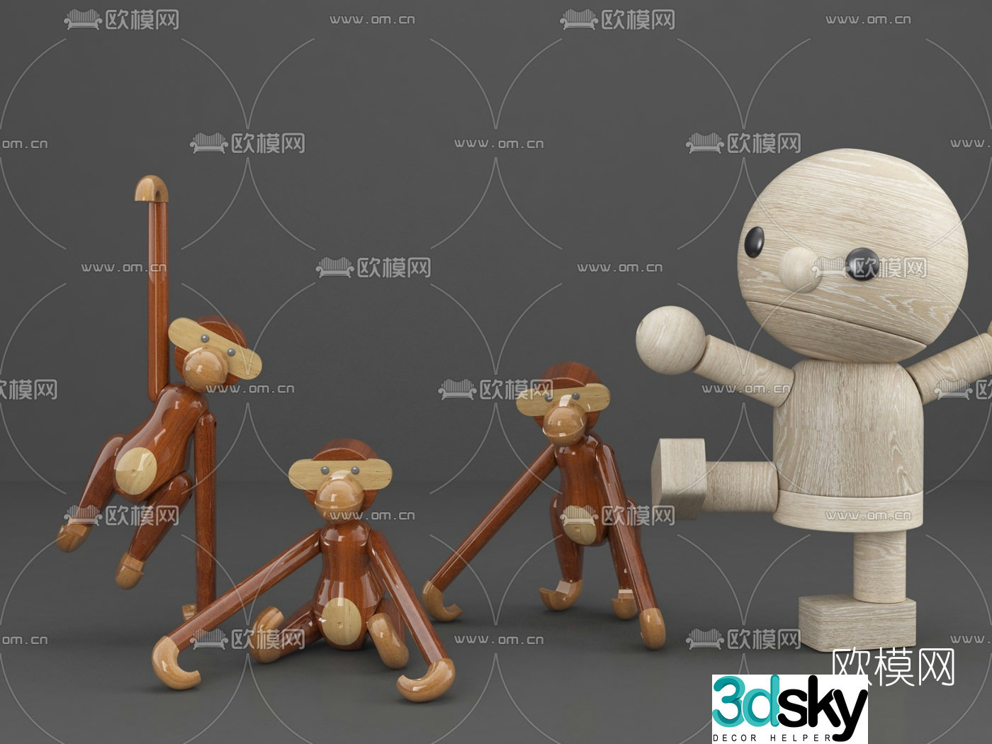 Modern monkey puppet toy 3d model