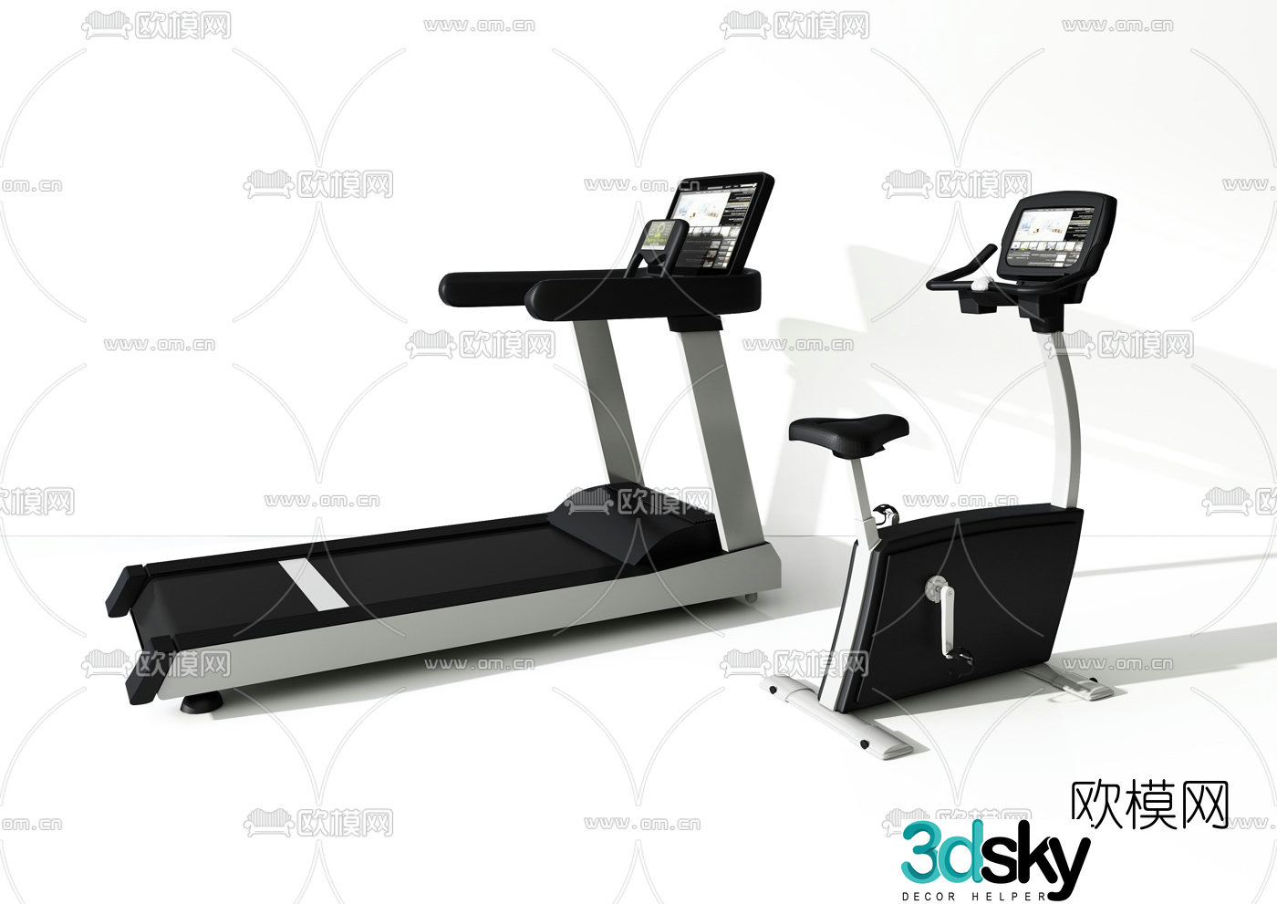 Modern treadmill foot pedal fitness equipment 3d model