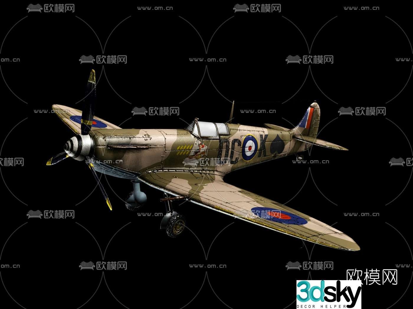 Modern vintage fighter 3d model