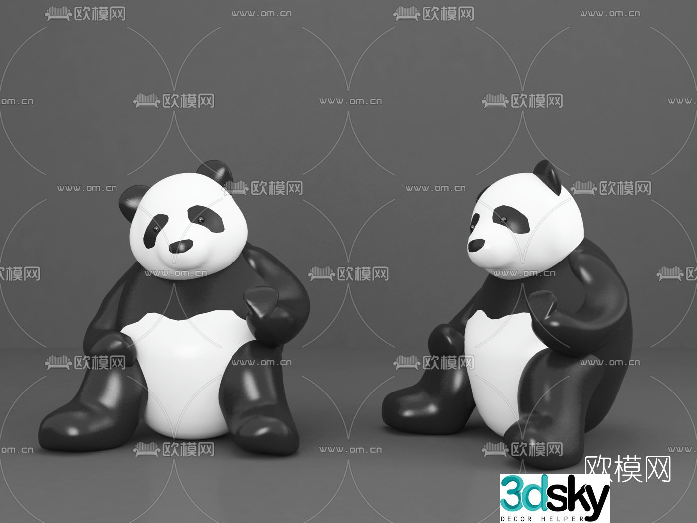 Modern national treasure panda doll toy 3d model