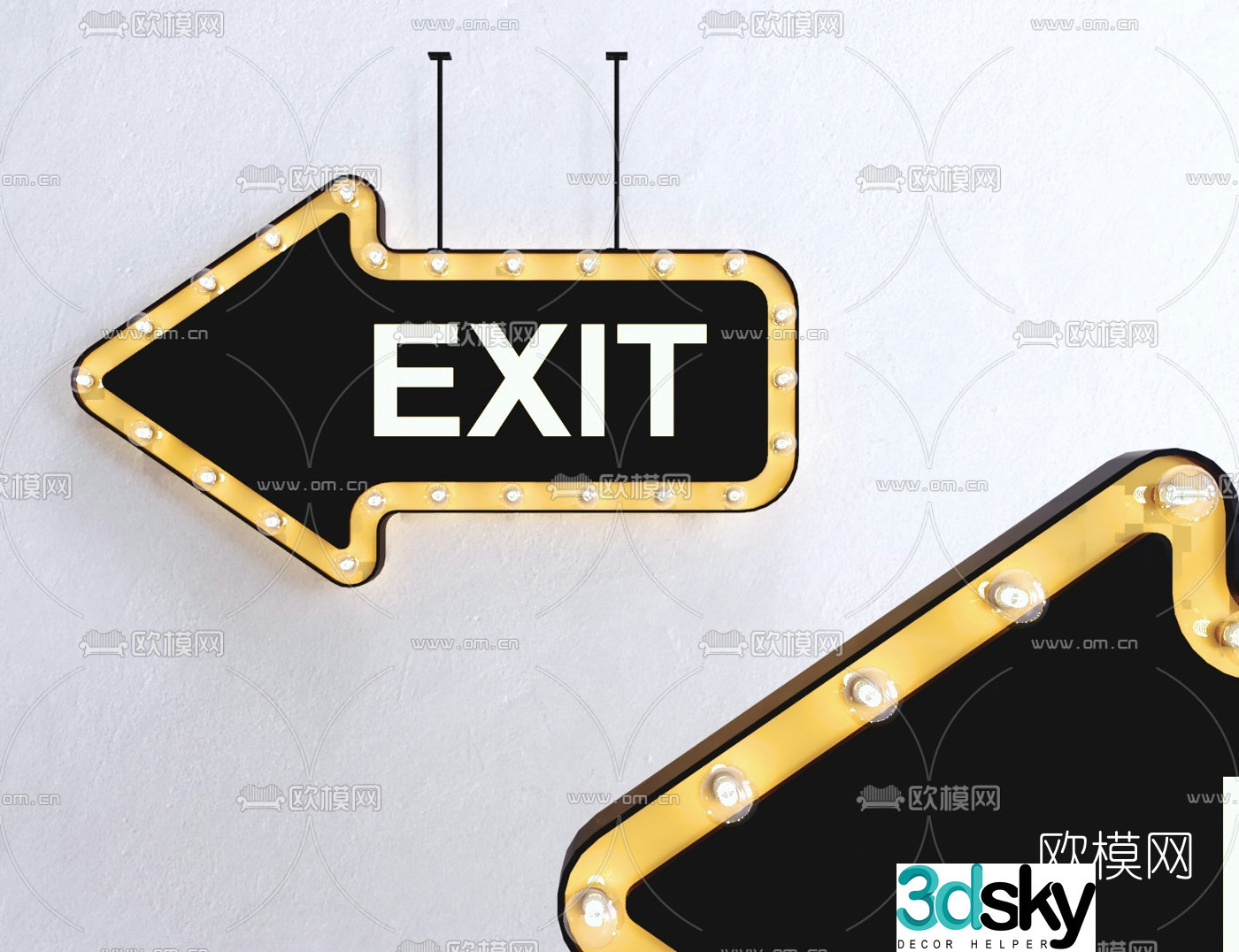 Modern exit signage 3d model