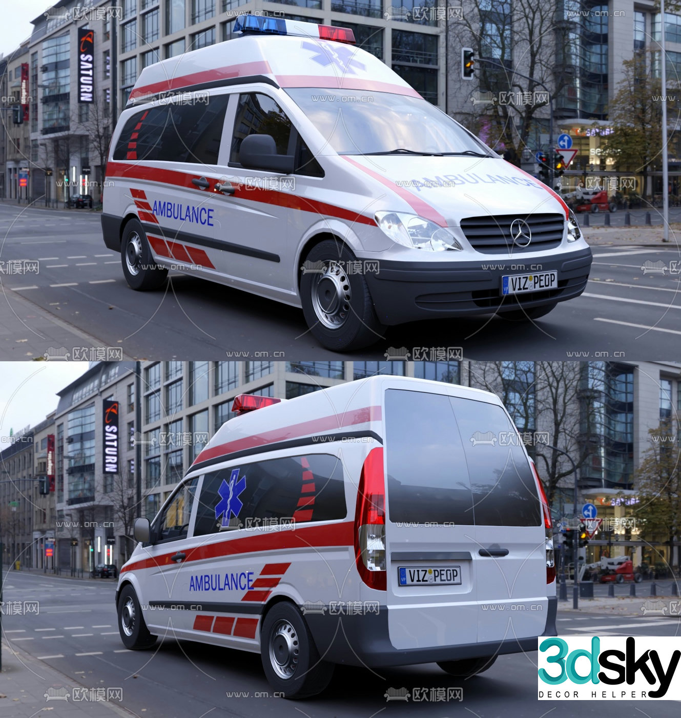 modern mercedes ambulance 3d model