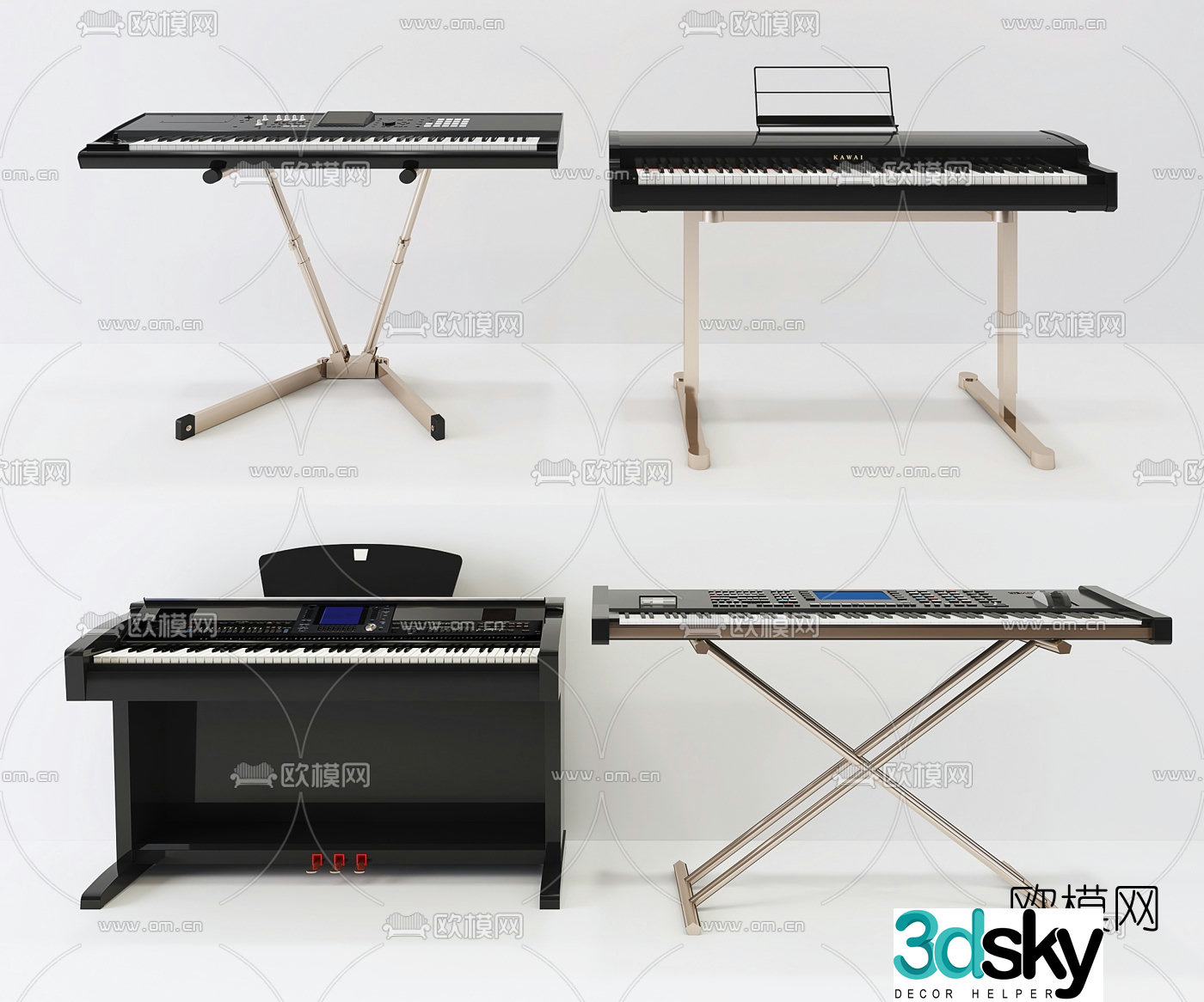 Modern electronic keyboard 3d model