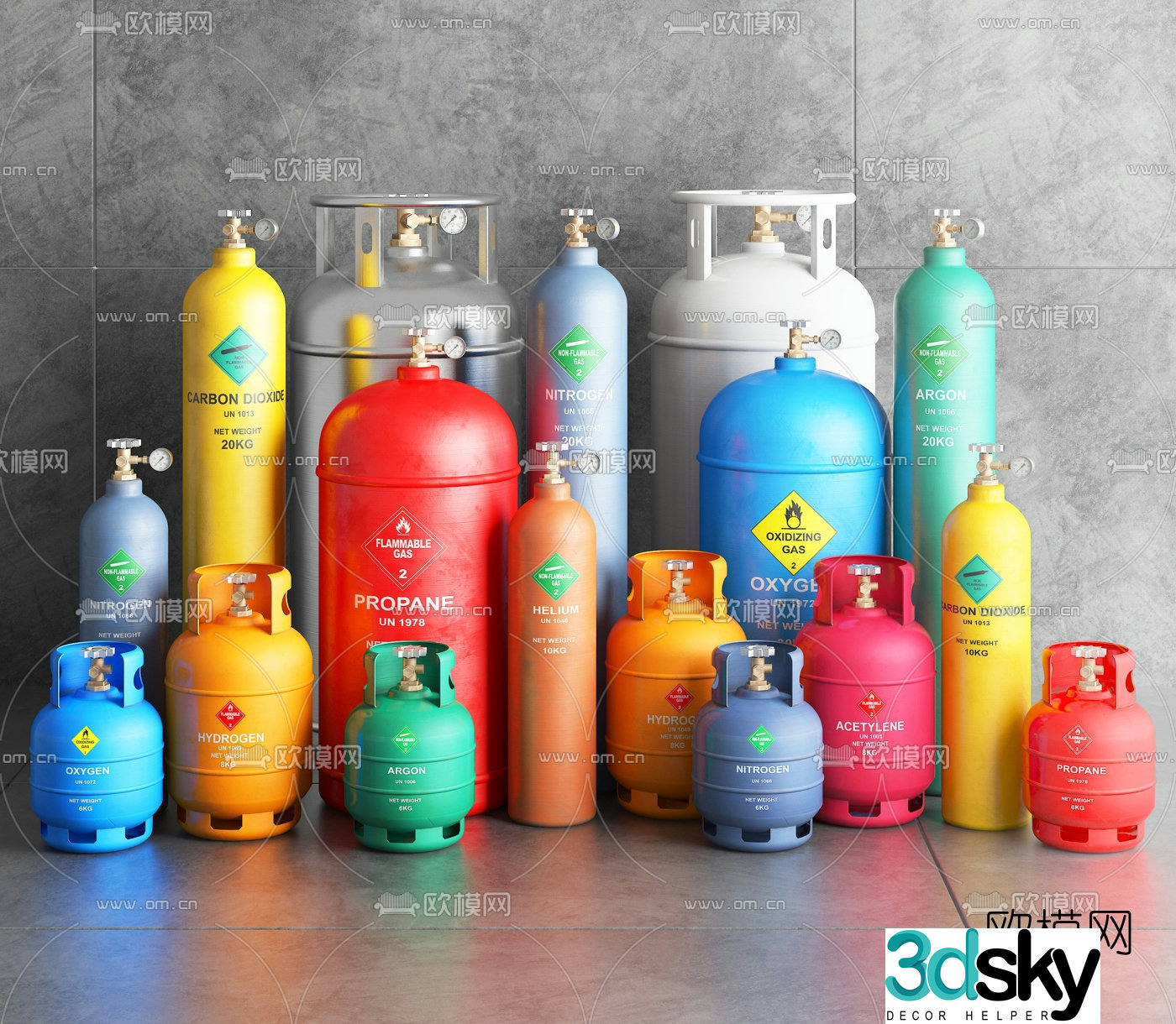 Industrial style gas bottle 3d model