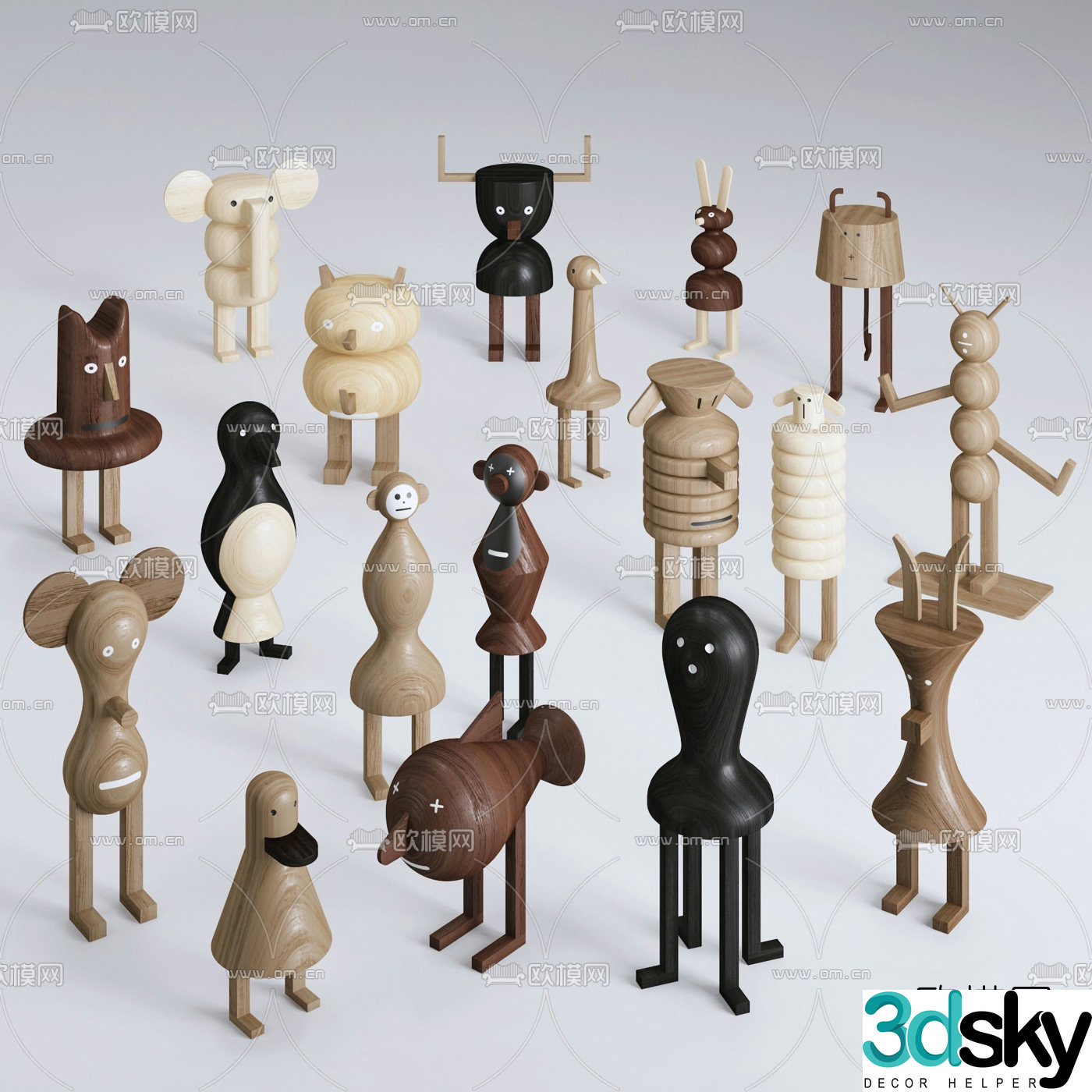 Modern wooden exotic toy 3d model