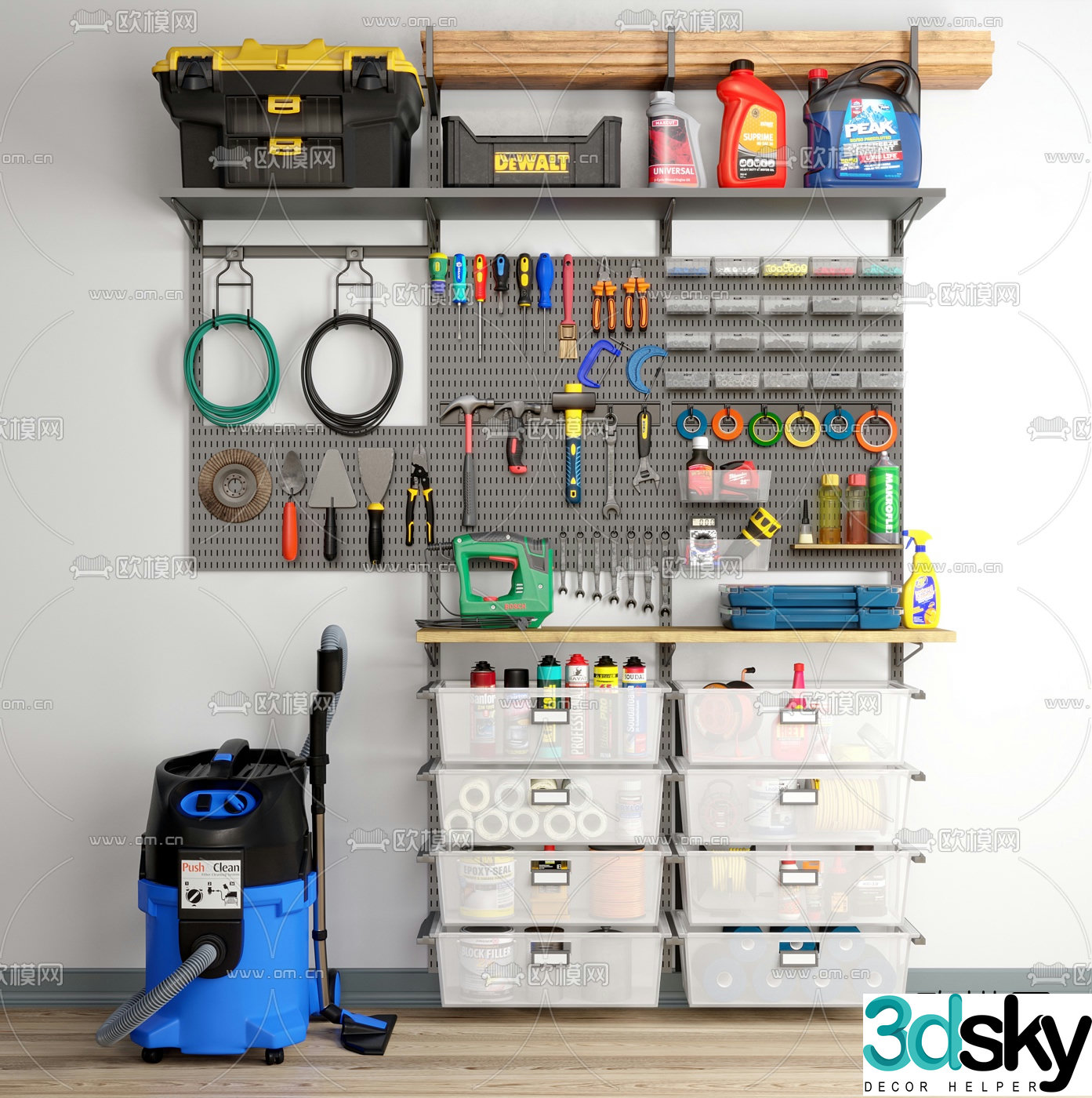 Modern toolbox hammer combination 3d model