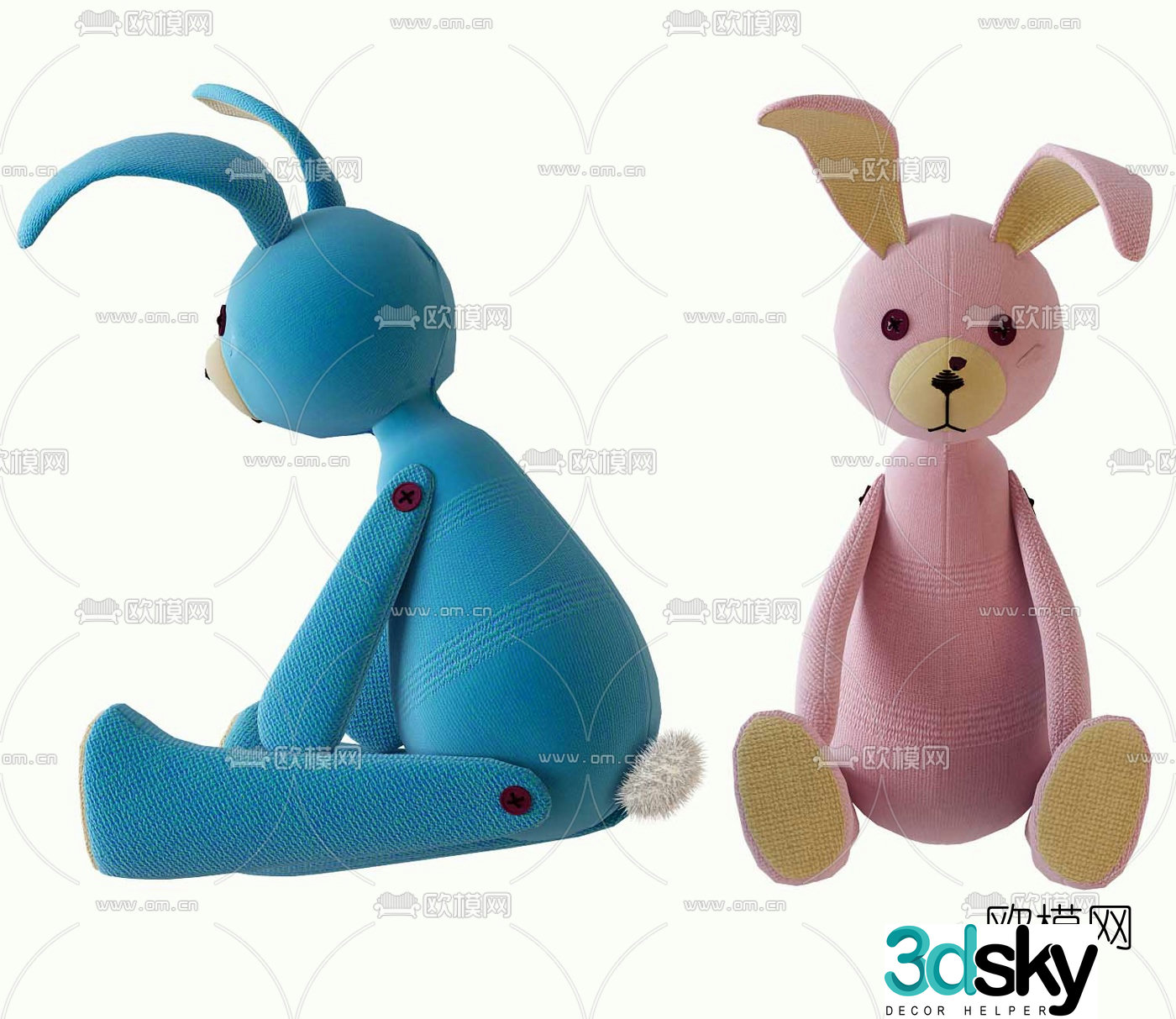 Nordic children rabbit doll toy 3d model