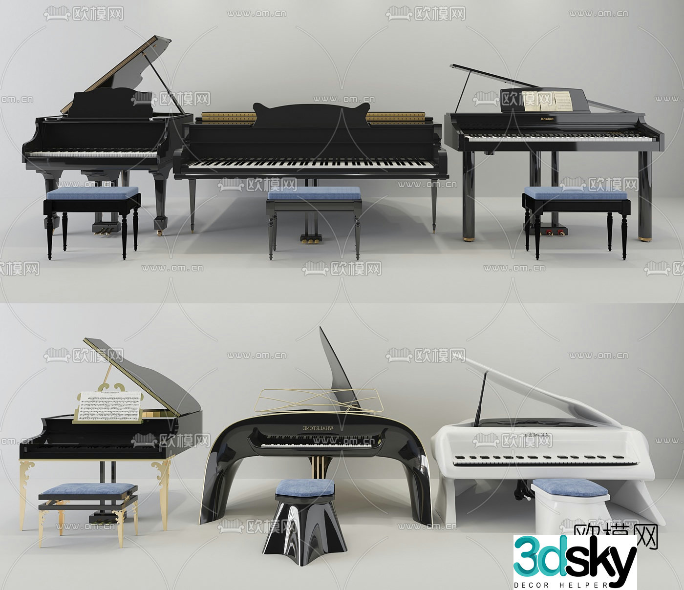 Modern music piano 3d model