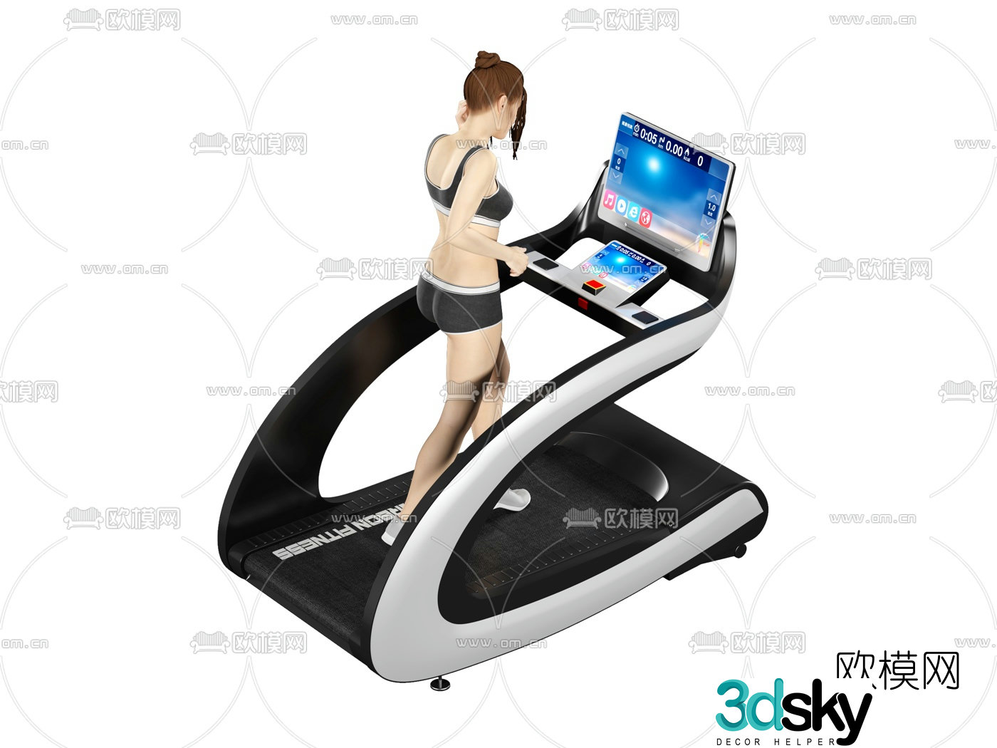 Modern sports figure treadmill 3d model