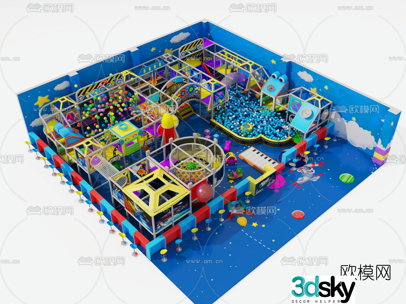 Modern shopping mall children's amusement park 3d model