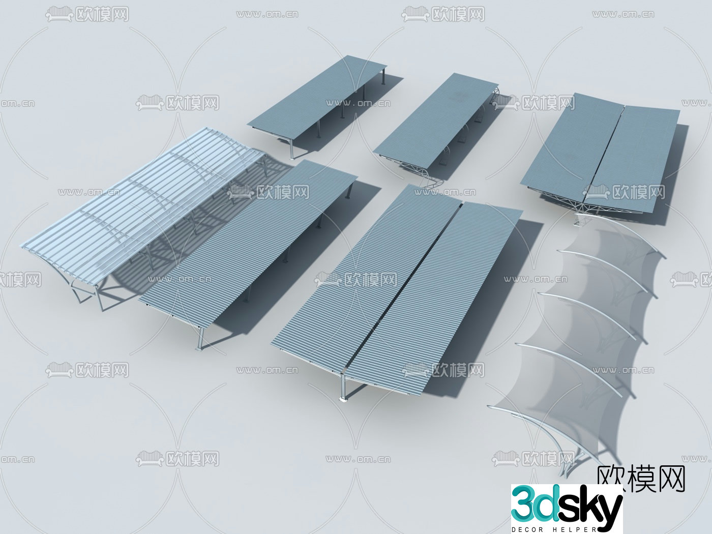 Modern carport 3d model