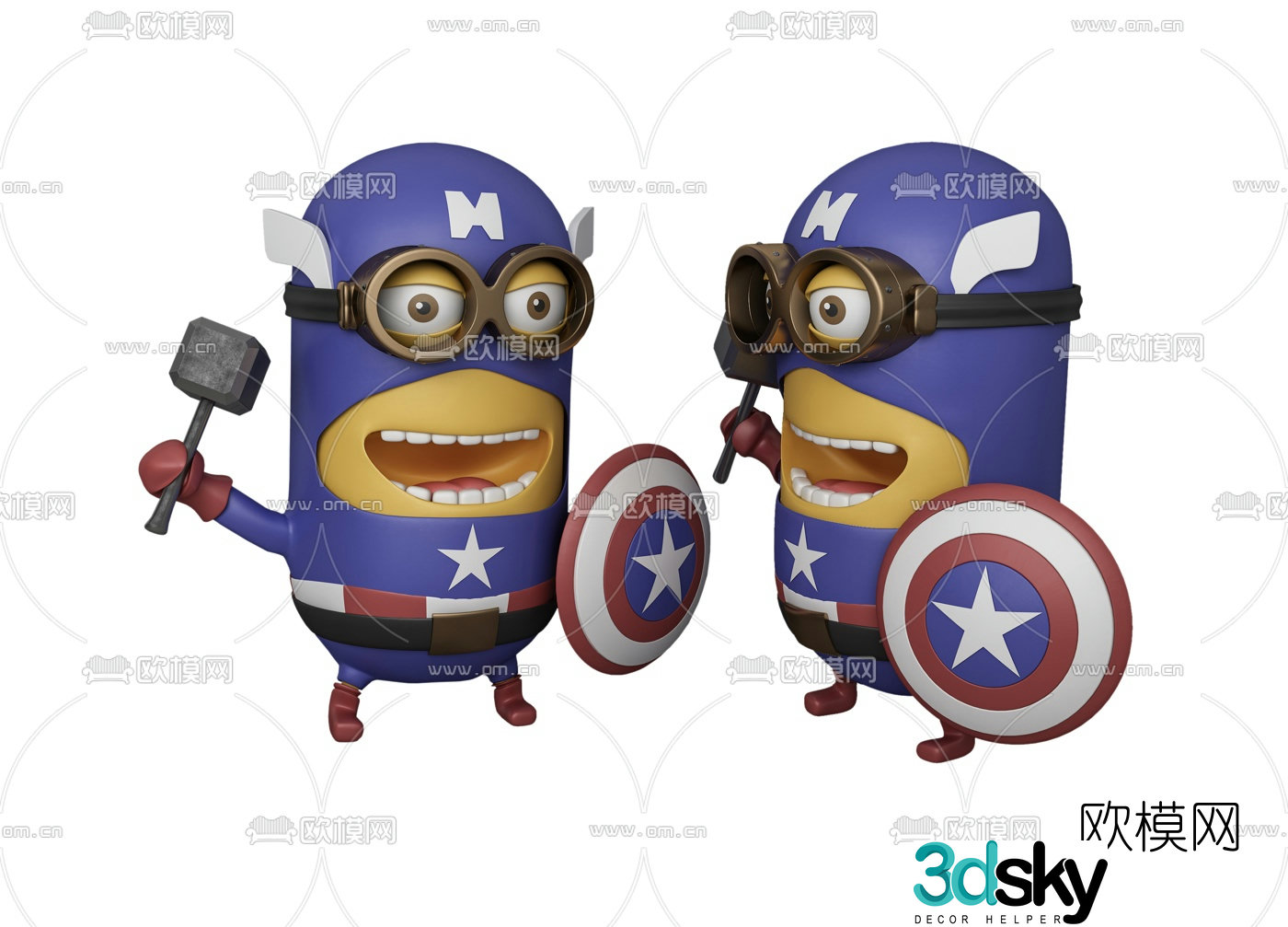 Modern cartoon minion ornaments 3d model