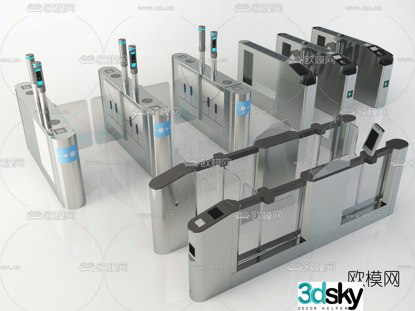 Modern security gate 3d model