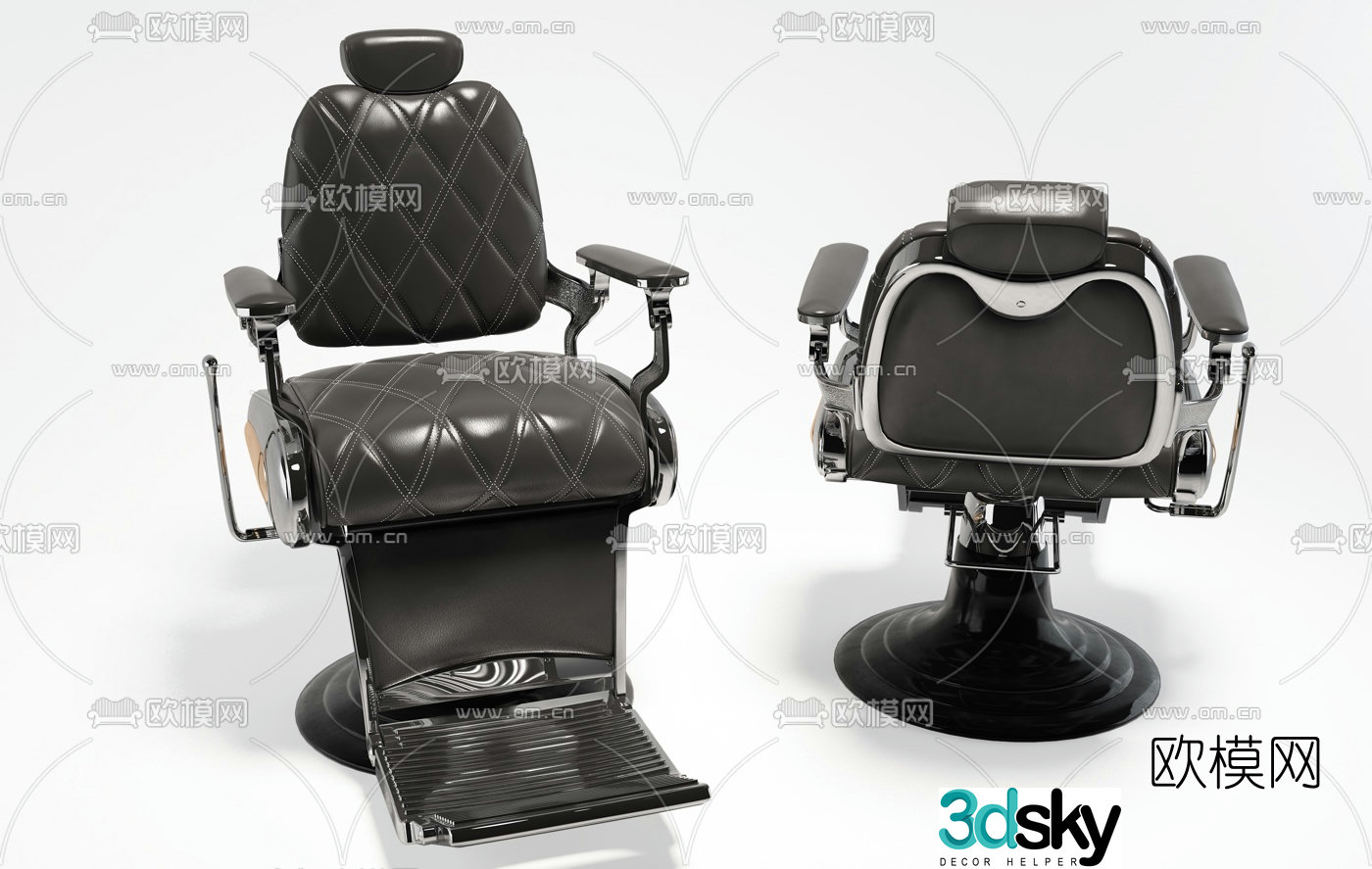 Modern leather barber chair 3d model