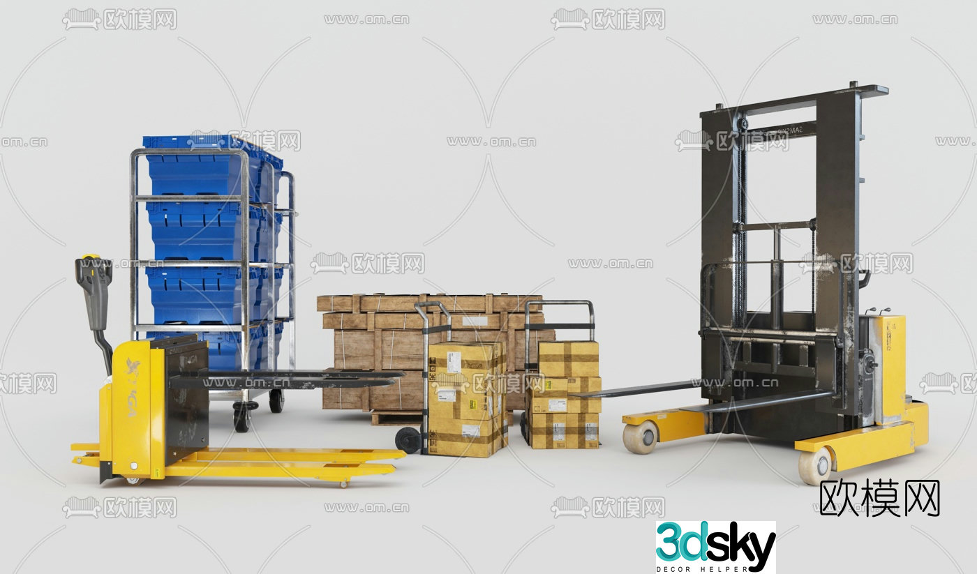 Industrial style semi-automatic forklift 3D model