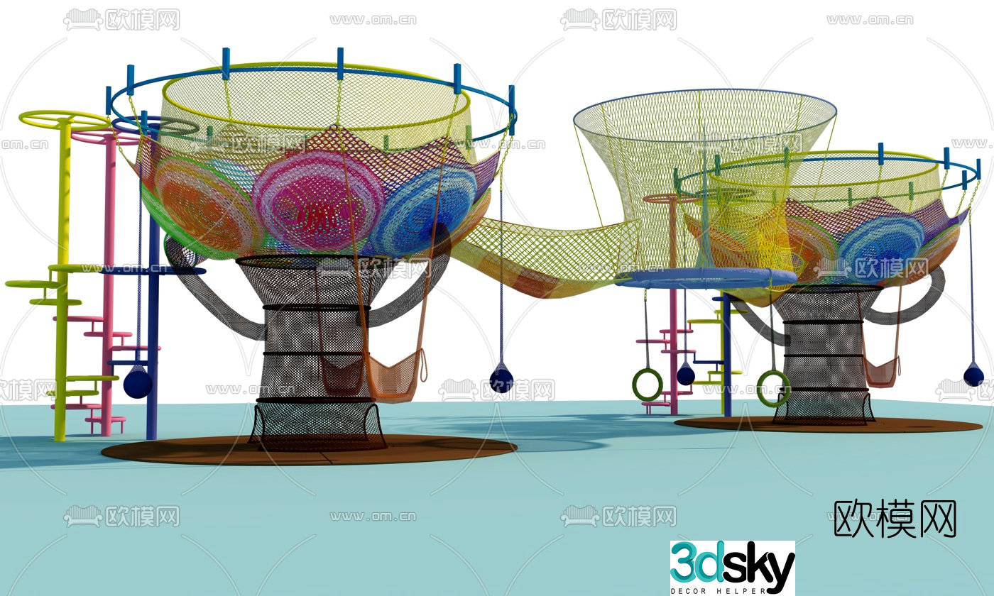 Modern tree-shaped climbing net children's entertainment equipment 3d model
