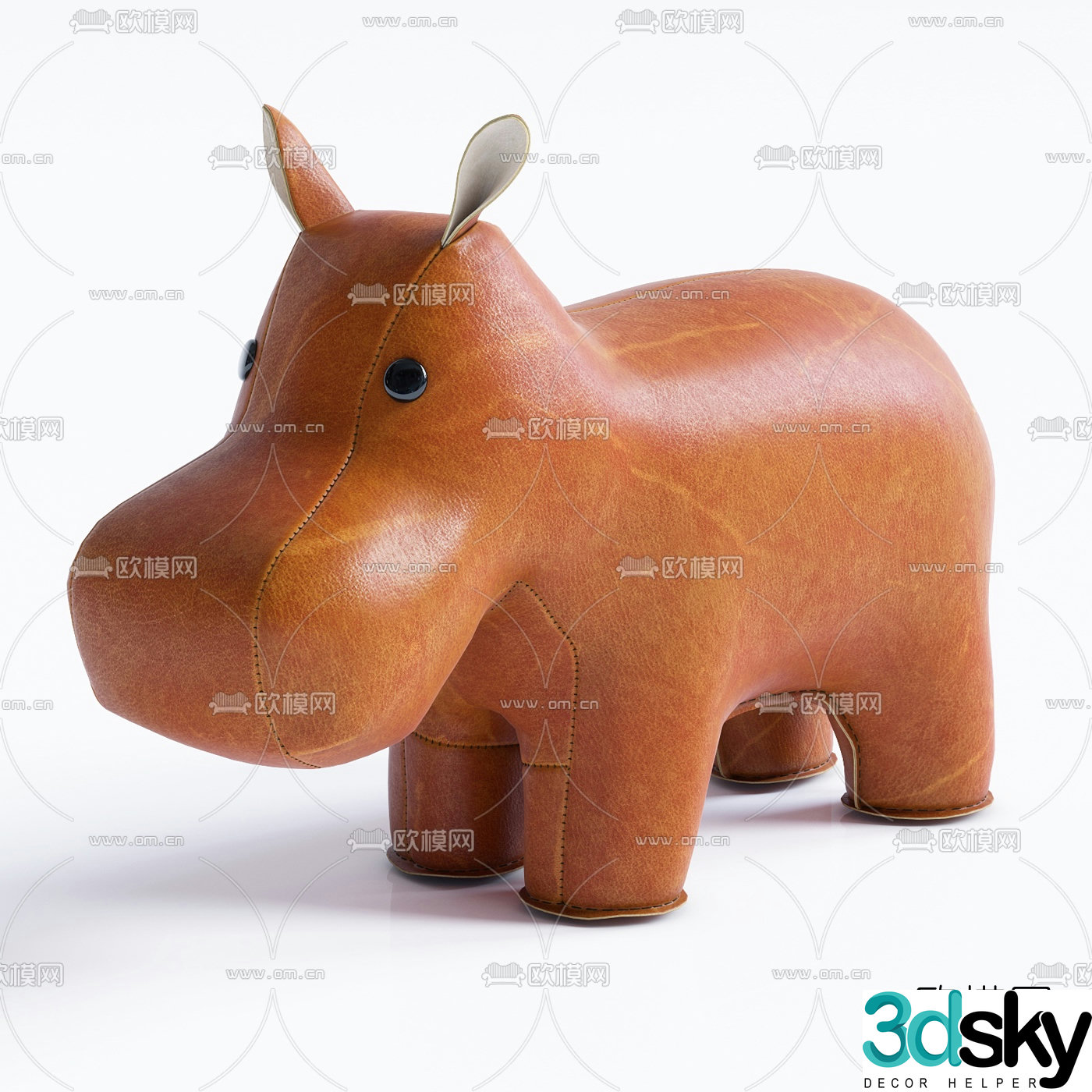 Modern leather hippo children’s chair 3d model