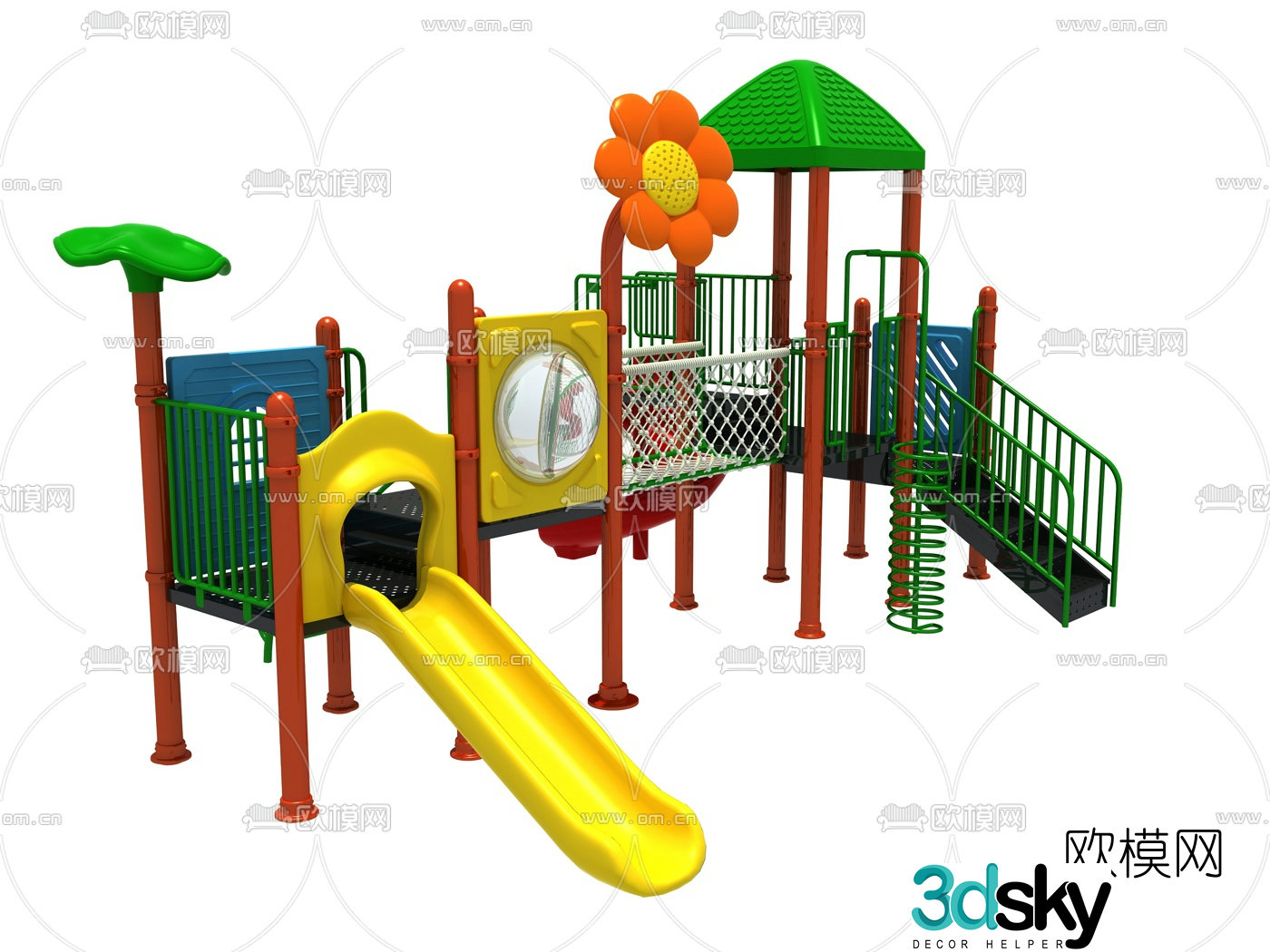 Modern children's slide entertainment facility 3D model