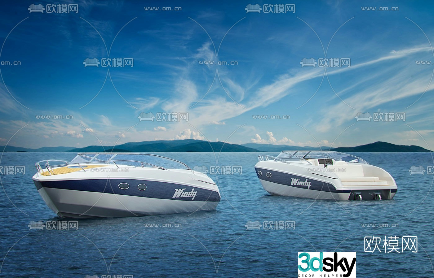Modern speedboat yacht 3d model