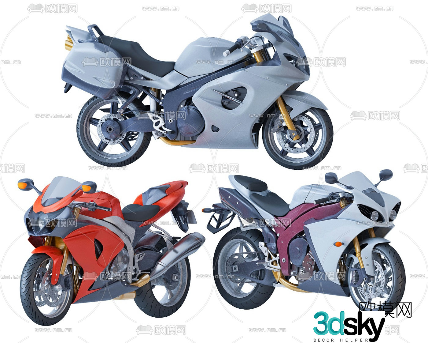 Modern motorcycle motorcycle 3d model