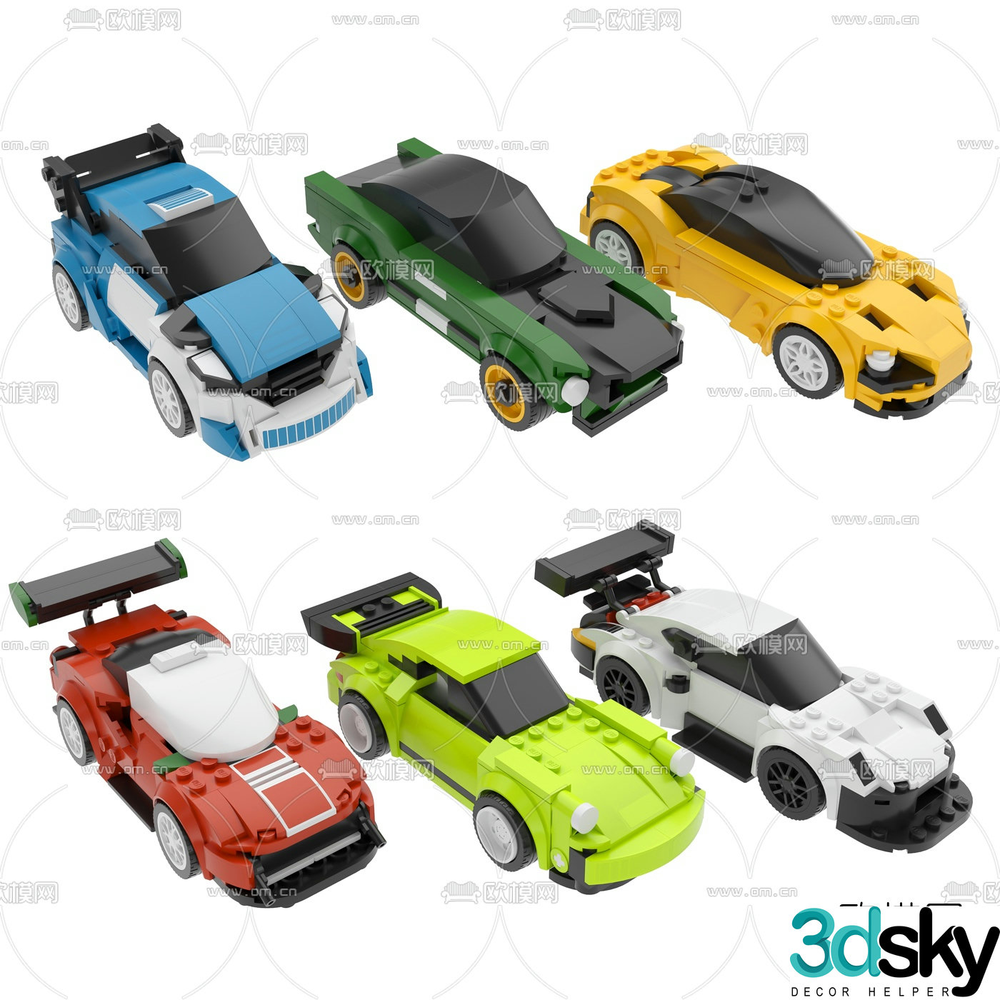 Modern lego car play set 3d model