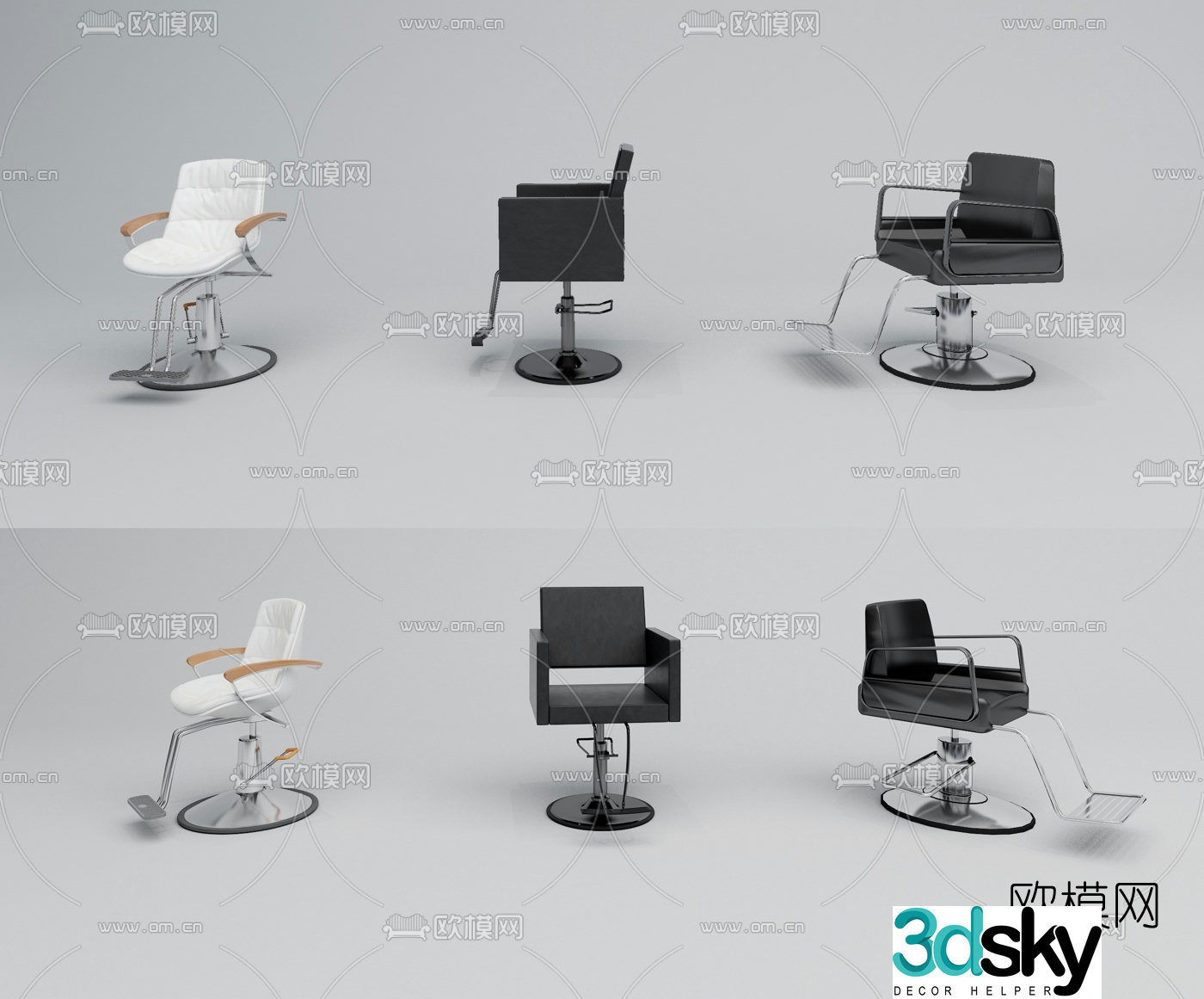 Modern leather barber chair 3d model