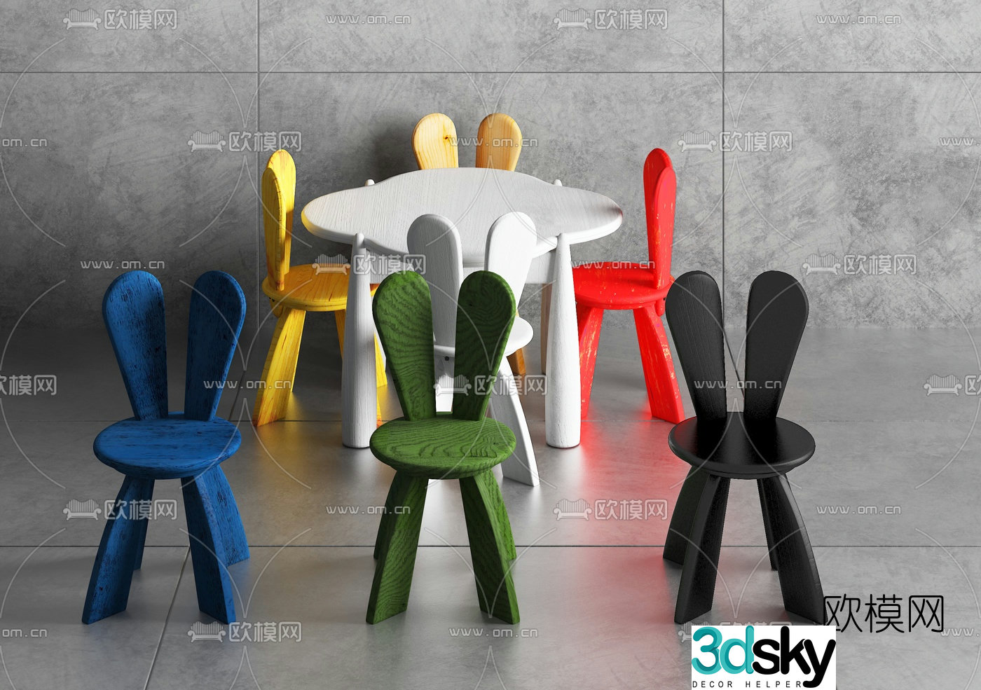 Nordic Kindergarten Children’s Tables and Chairs 3D Model