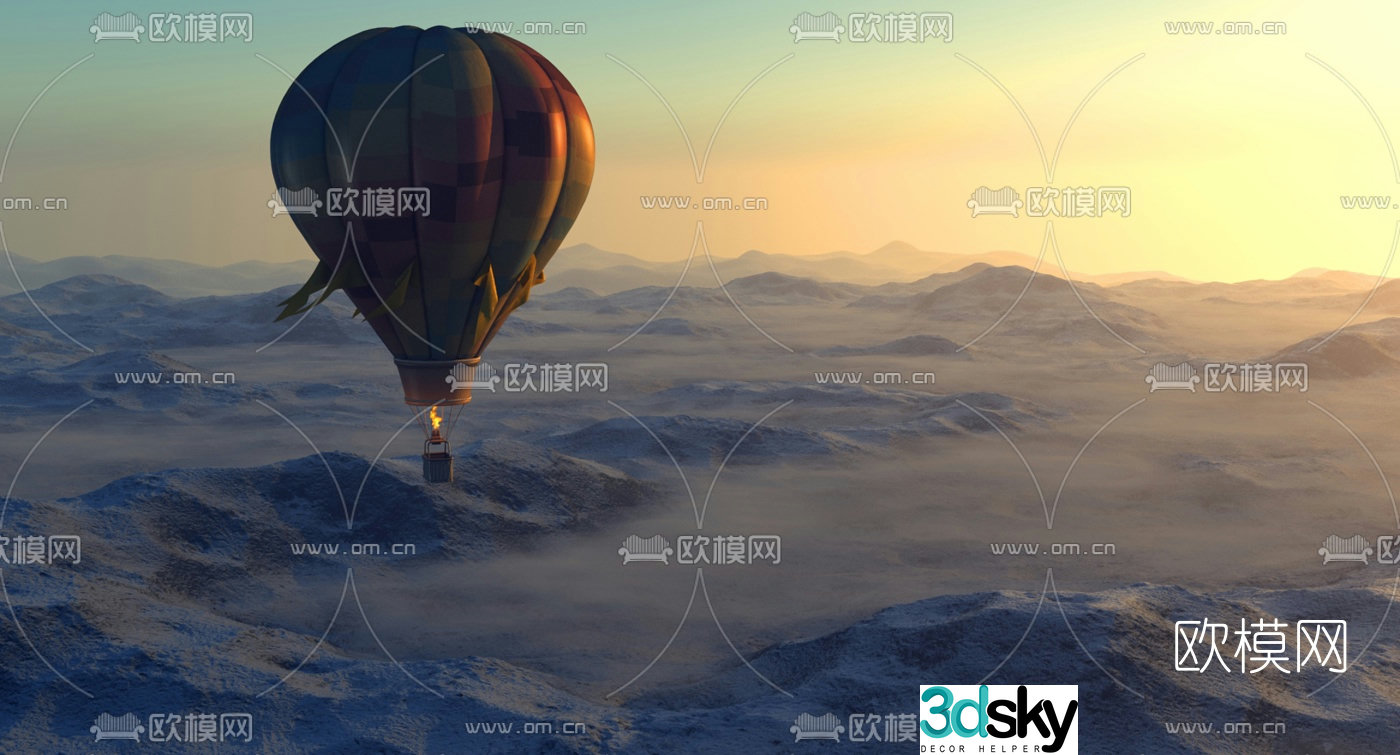 Modern hot air balloon 3d model