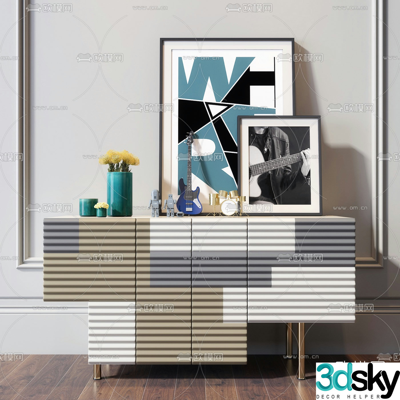 Modern children’s sideboard accessories 3d model