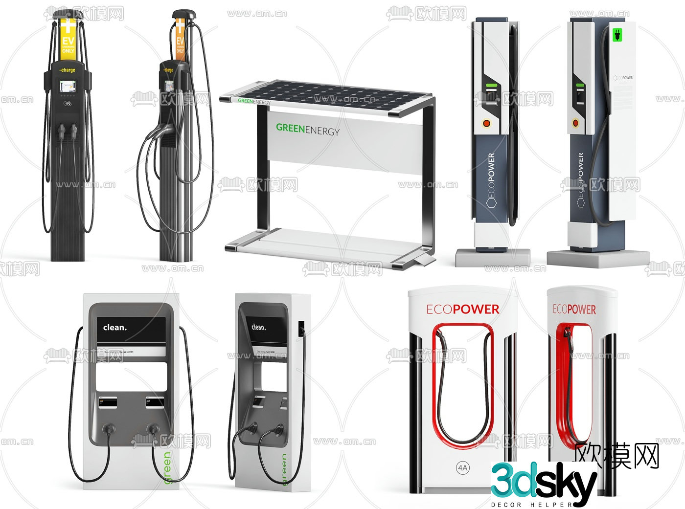 Modern car charging pile 3d model