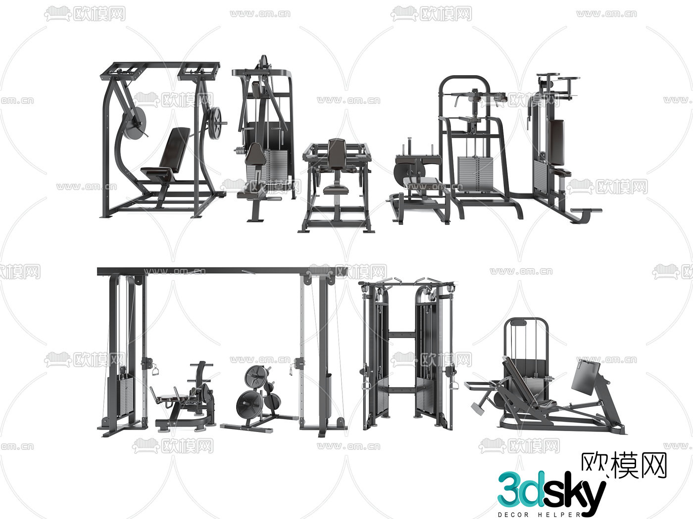 Modern weight press leg press fitness equipment 3d model