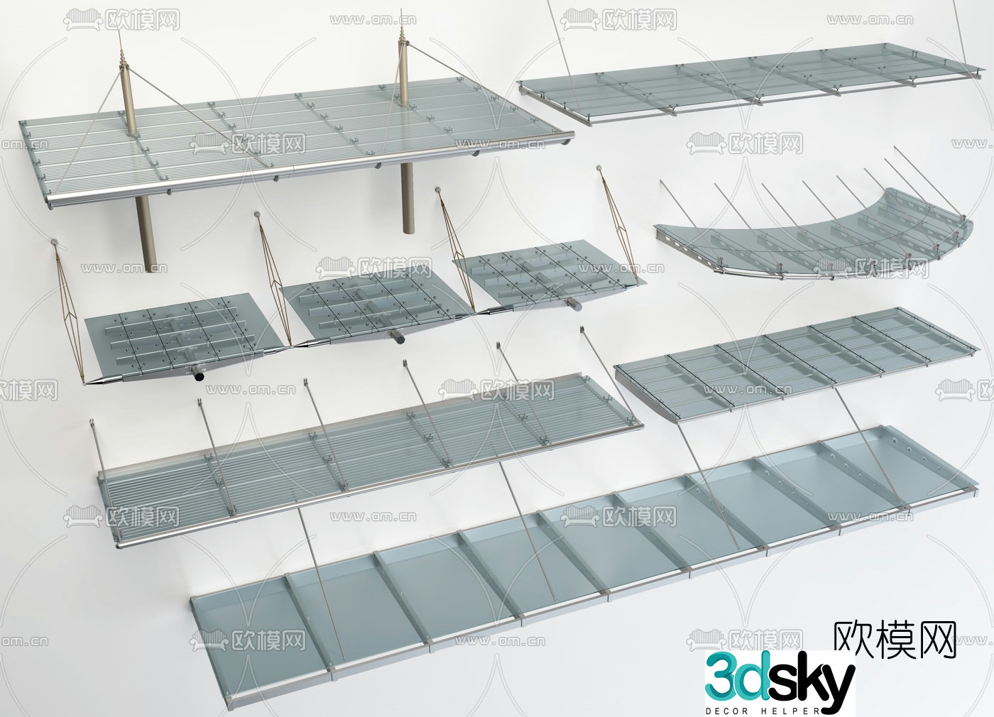Modern glass canopy 3d model
