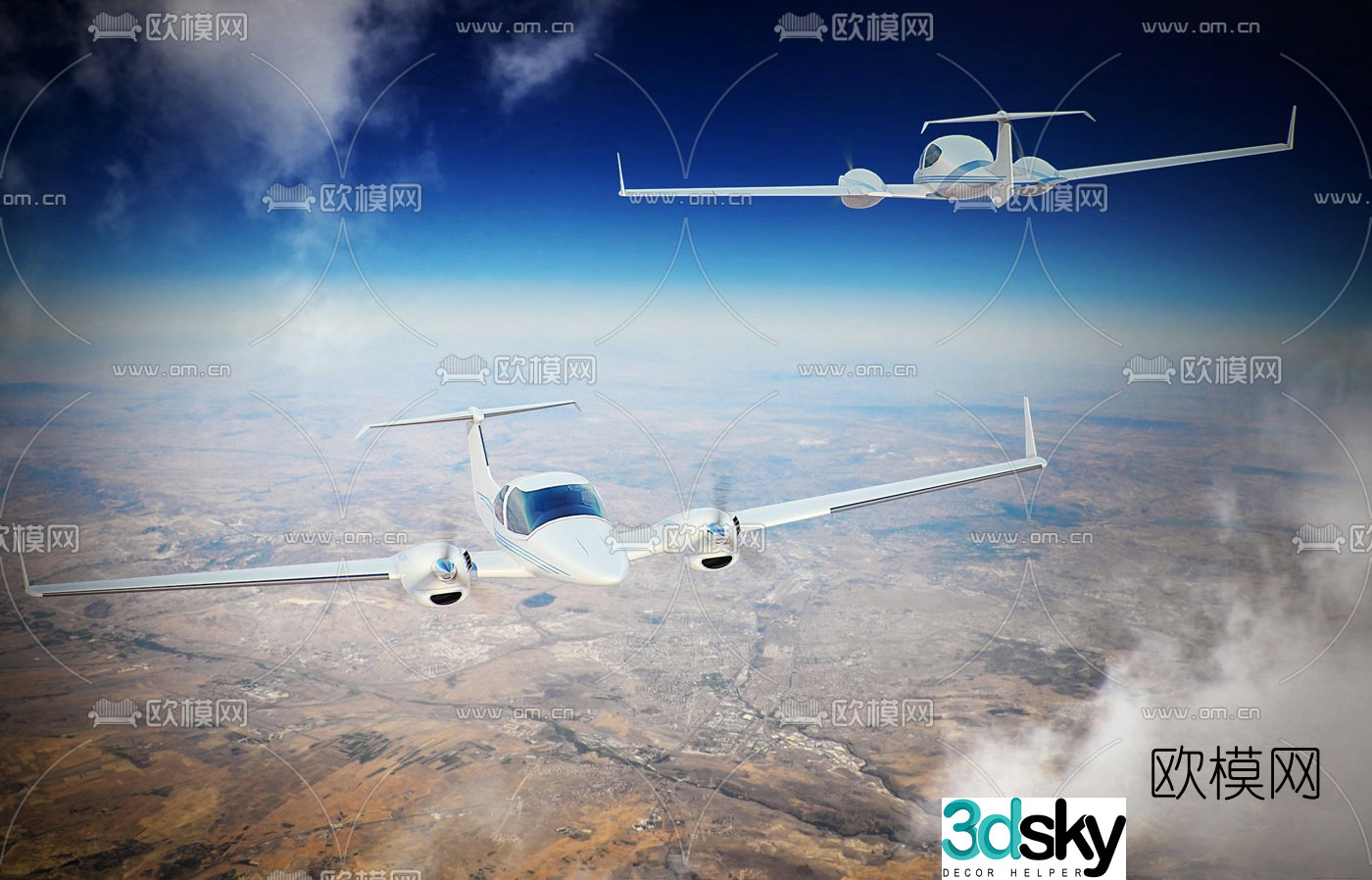Modern private jet 3d model