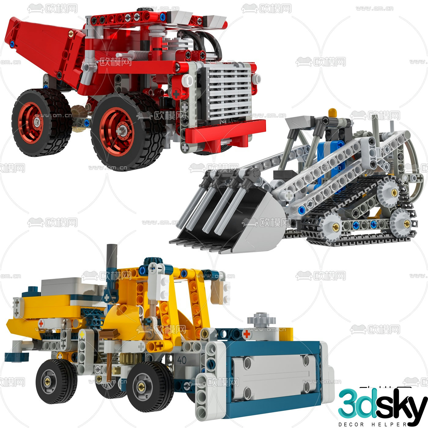 Modern construction vehicle lego toy 3d model