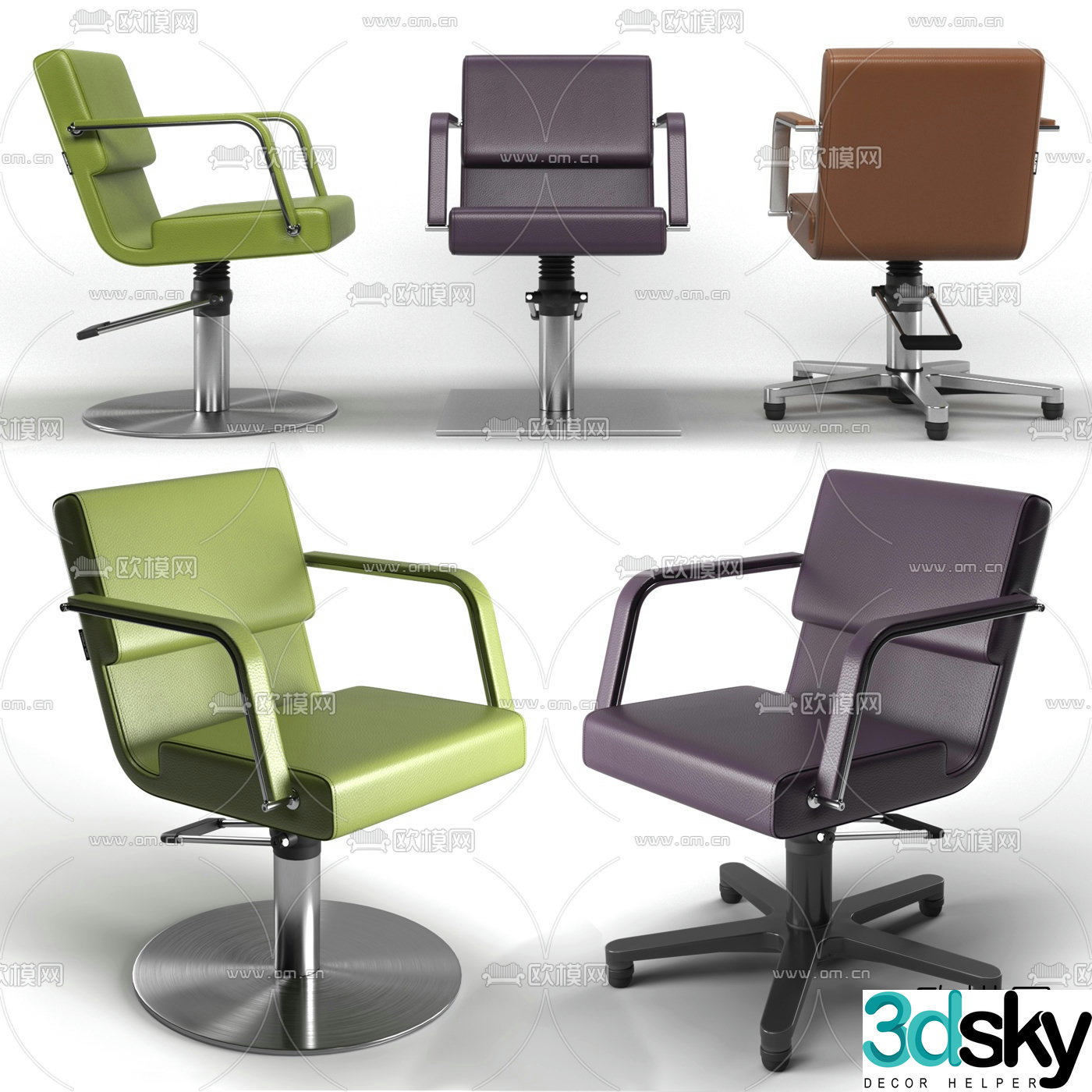 Modern leather barber chair 3d model