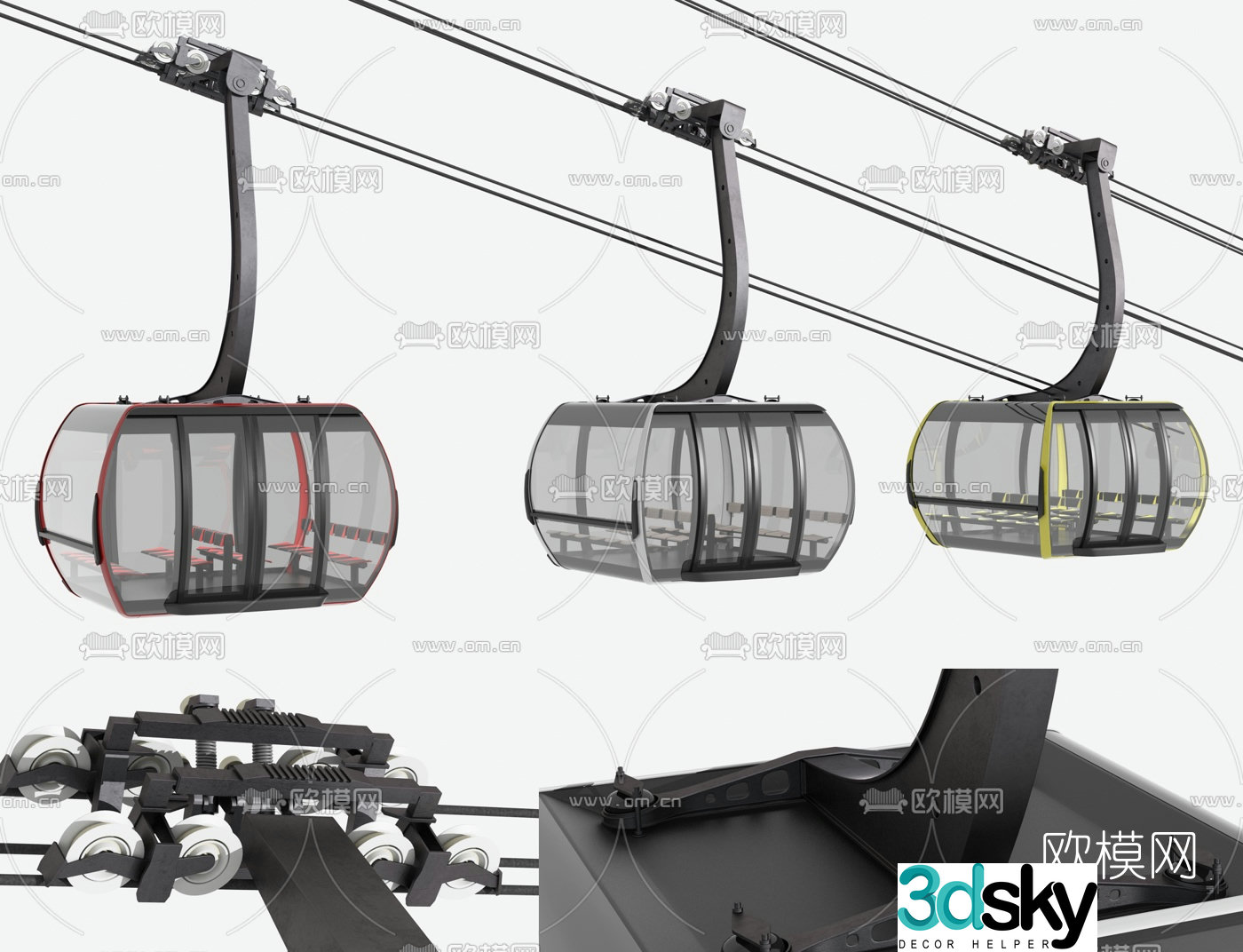 Modern funicular 3d model