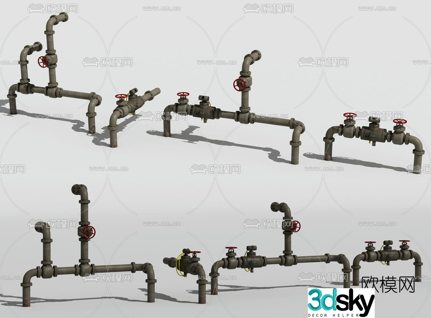 Industrial wind water supply pipeline valve 3d model