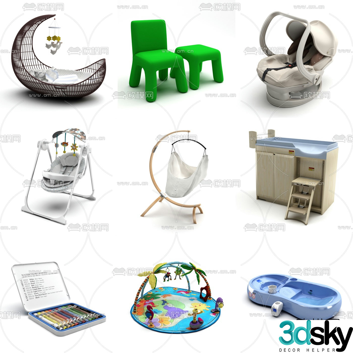 Modern crib children’s bed 3d model