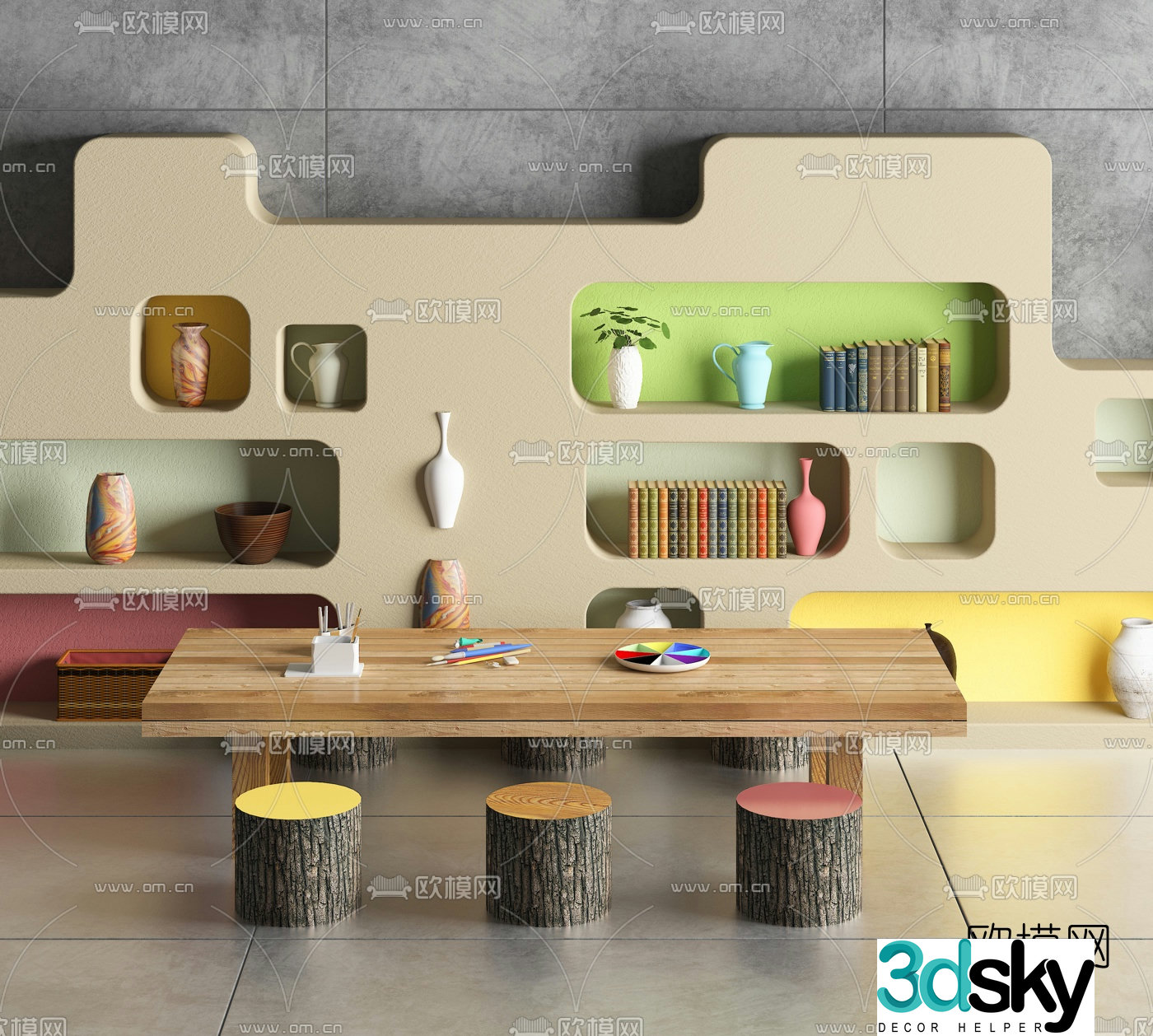 Nordic Kindergarten Children’s Tables and Chairs 3D Model