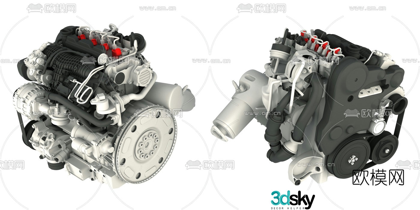 modern car engine 3d model