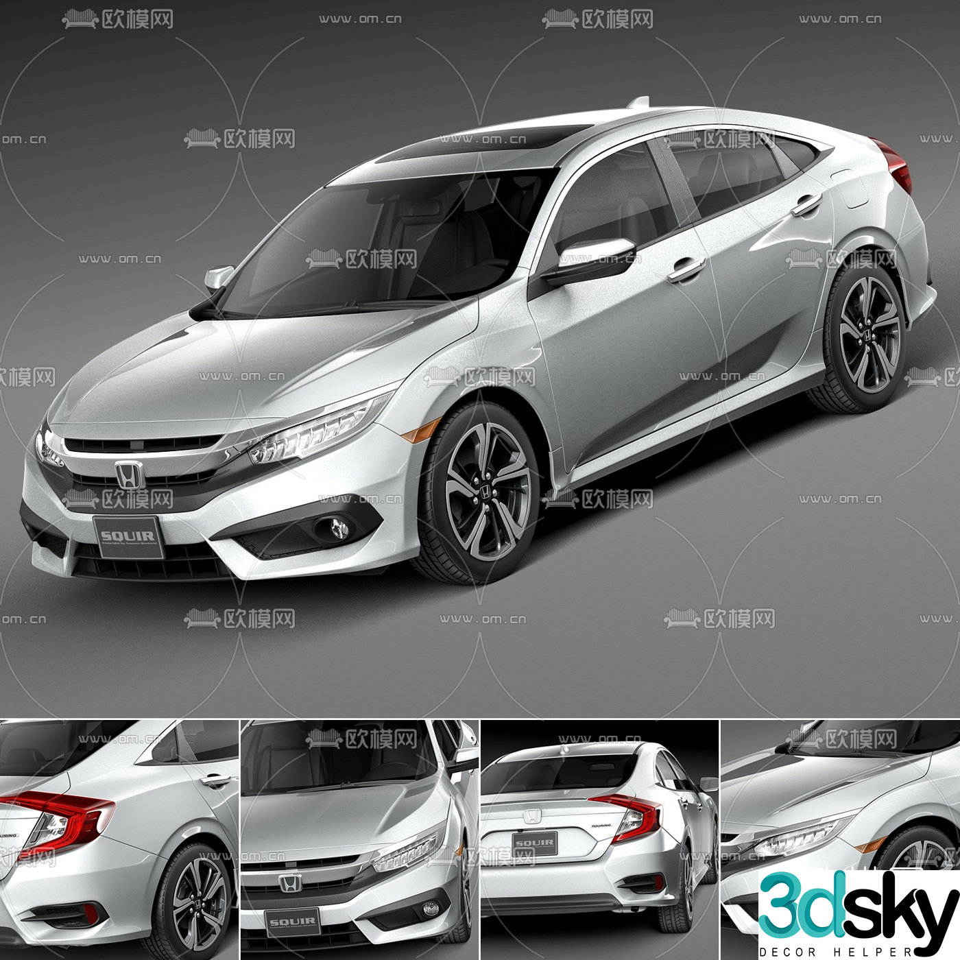 modern honda car 3d model