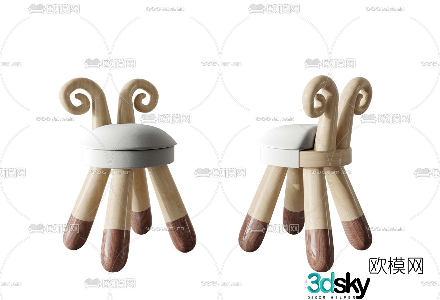 Modern children’s stool 3d model