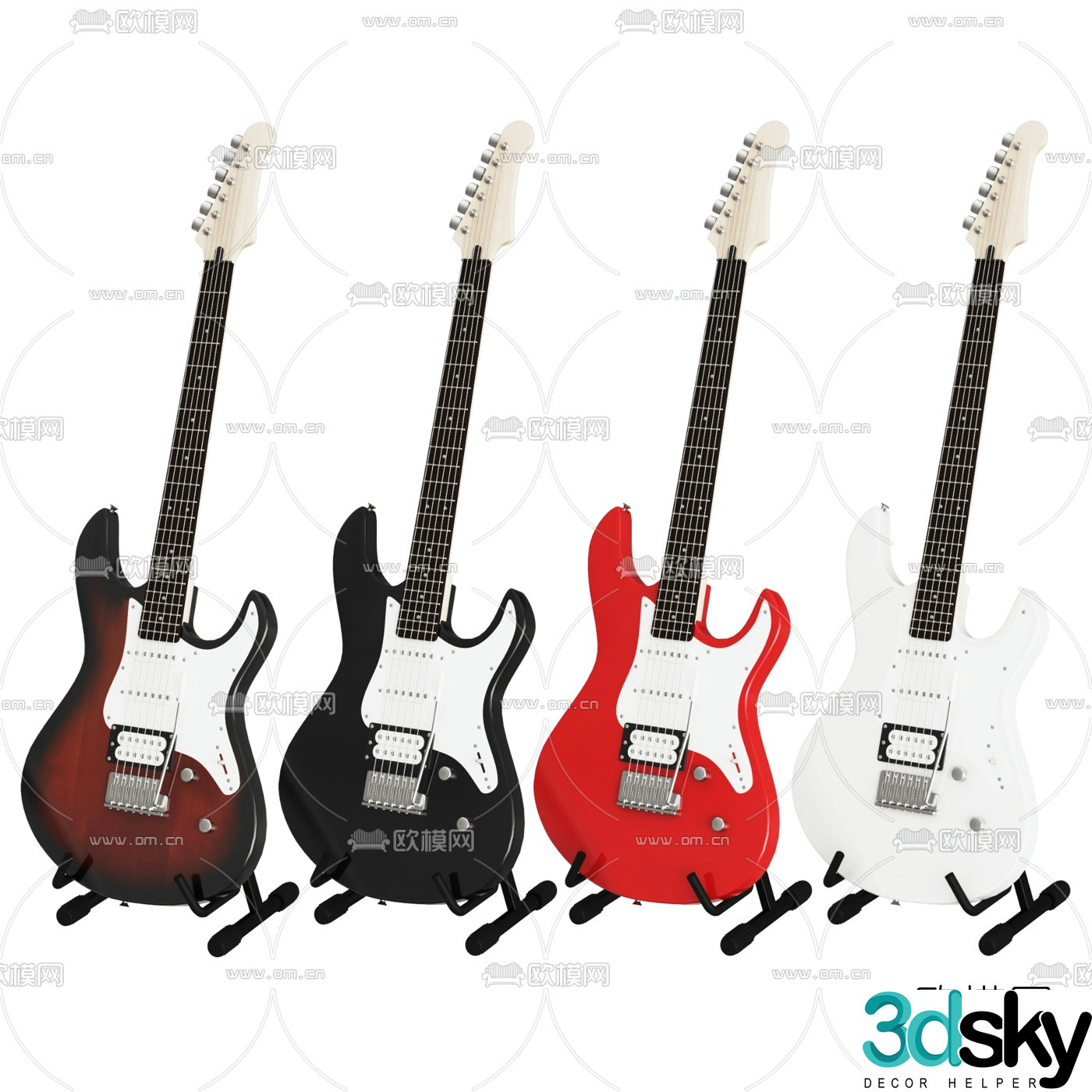 Modern music electric guitar 3d model