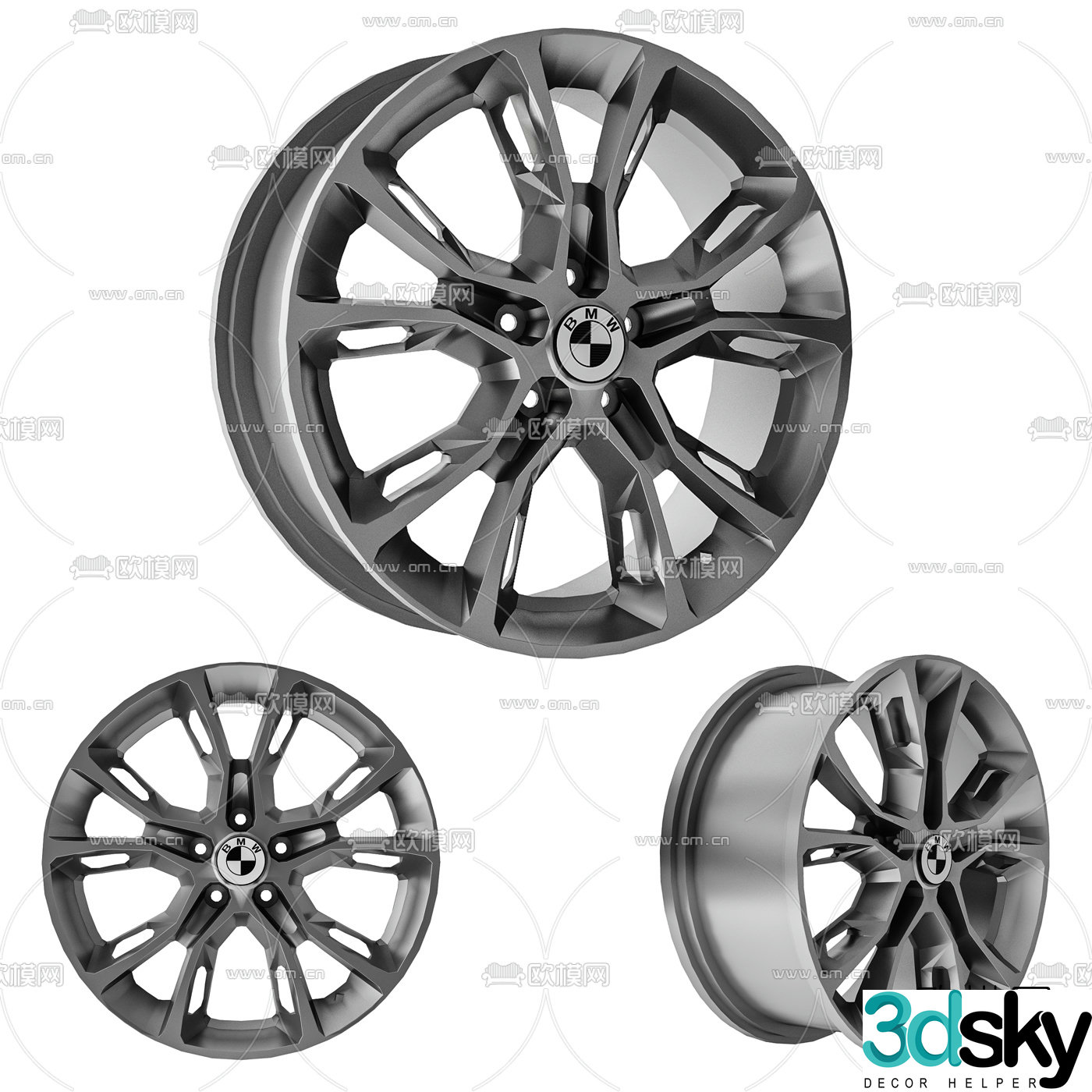 Modern BMW sports car blade wheels 3d model
