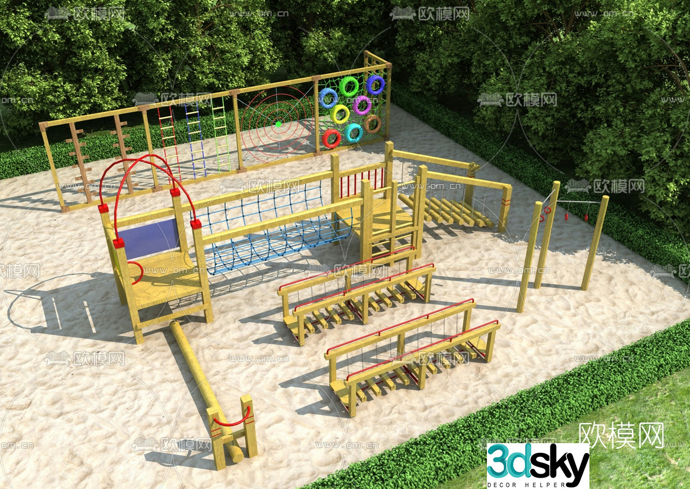 Modern children's climbing play structure 3d model