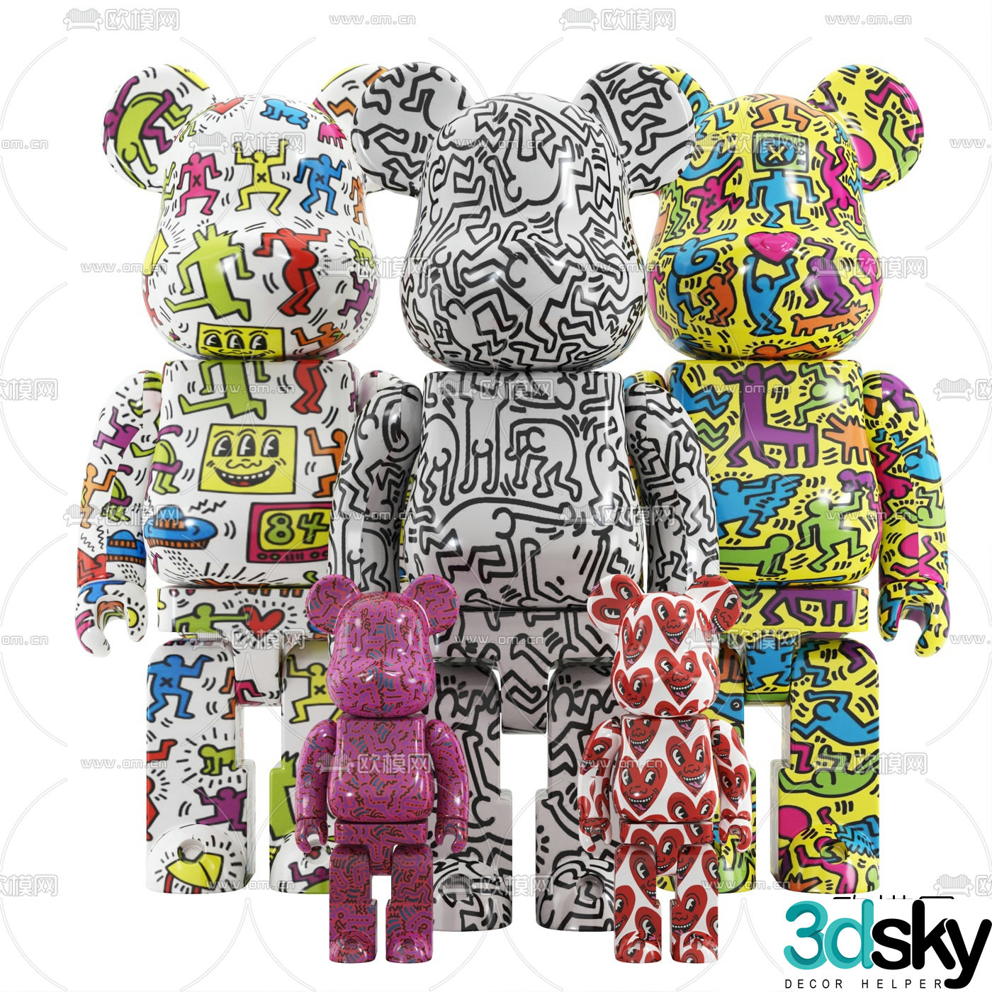 Modern violent bear toy ornament 3d model