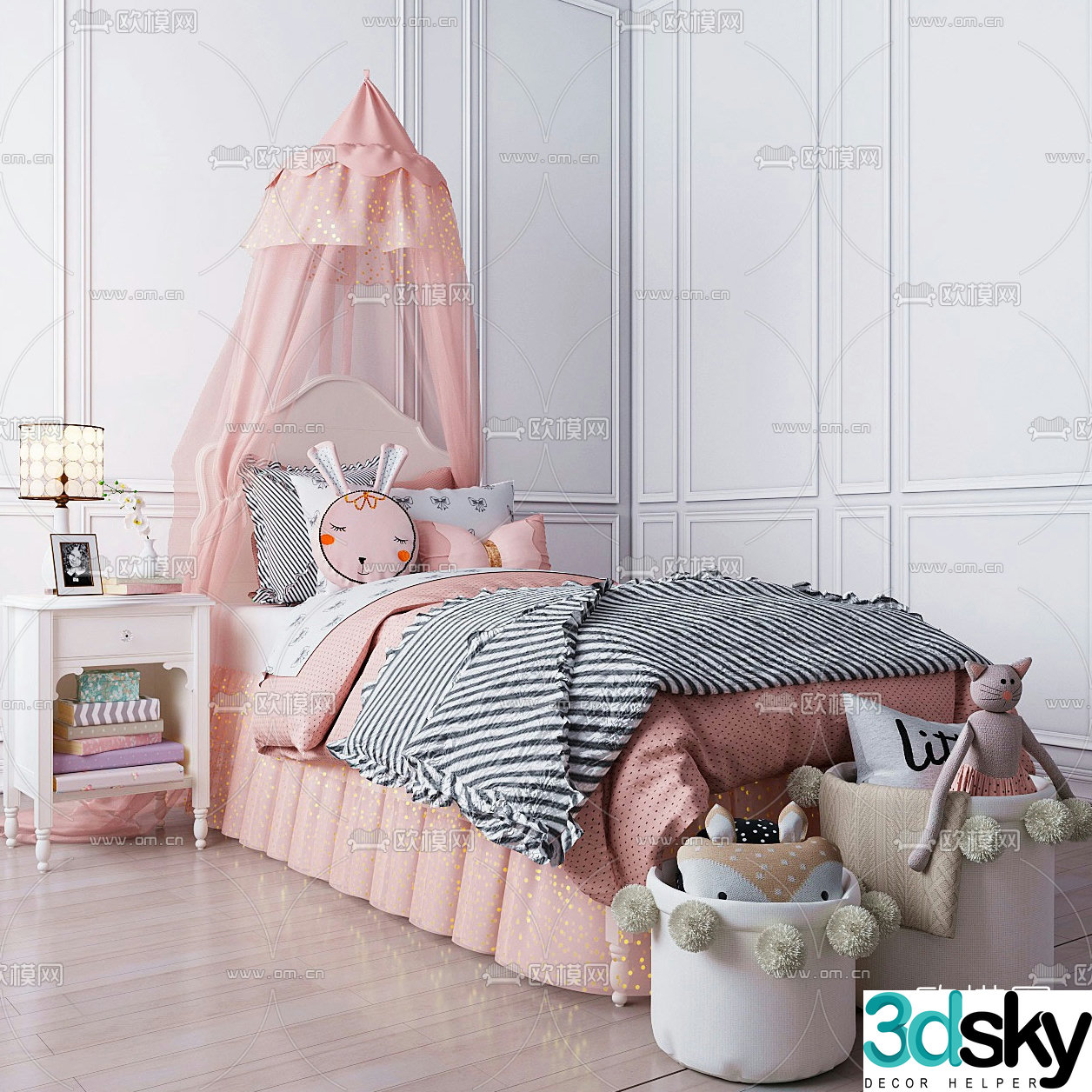 Modern children’s bed single bed 3d model