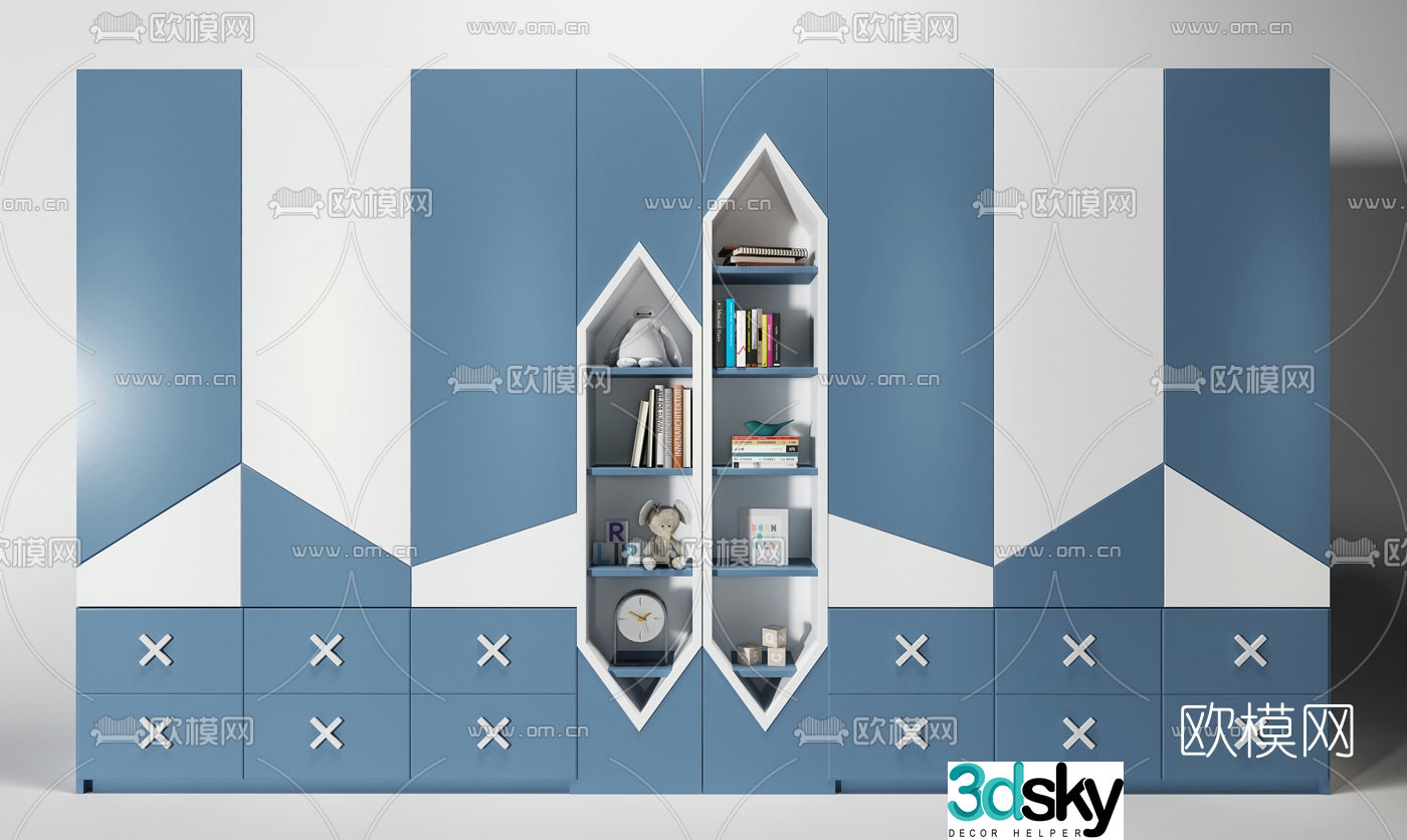 Modern multifunctional children’s cabinet 3d model